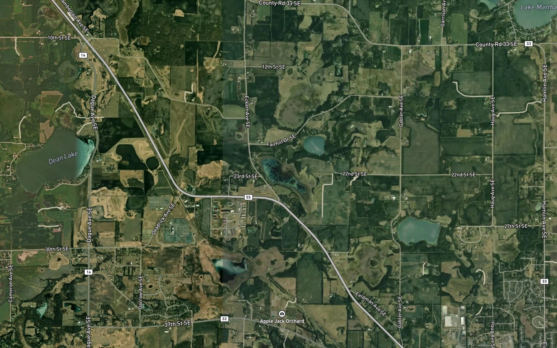 Satellite map of the Sheridan Lake