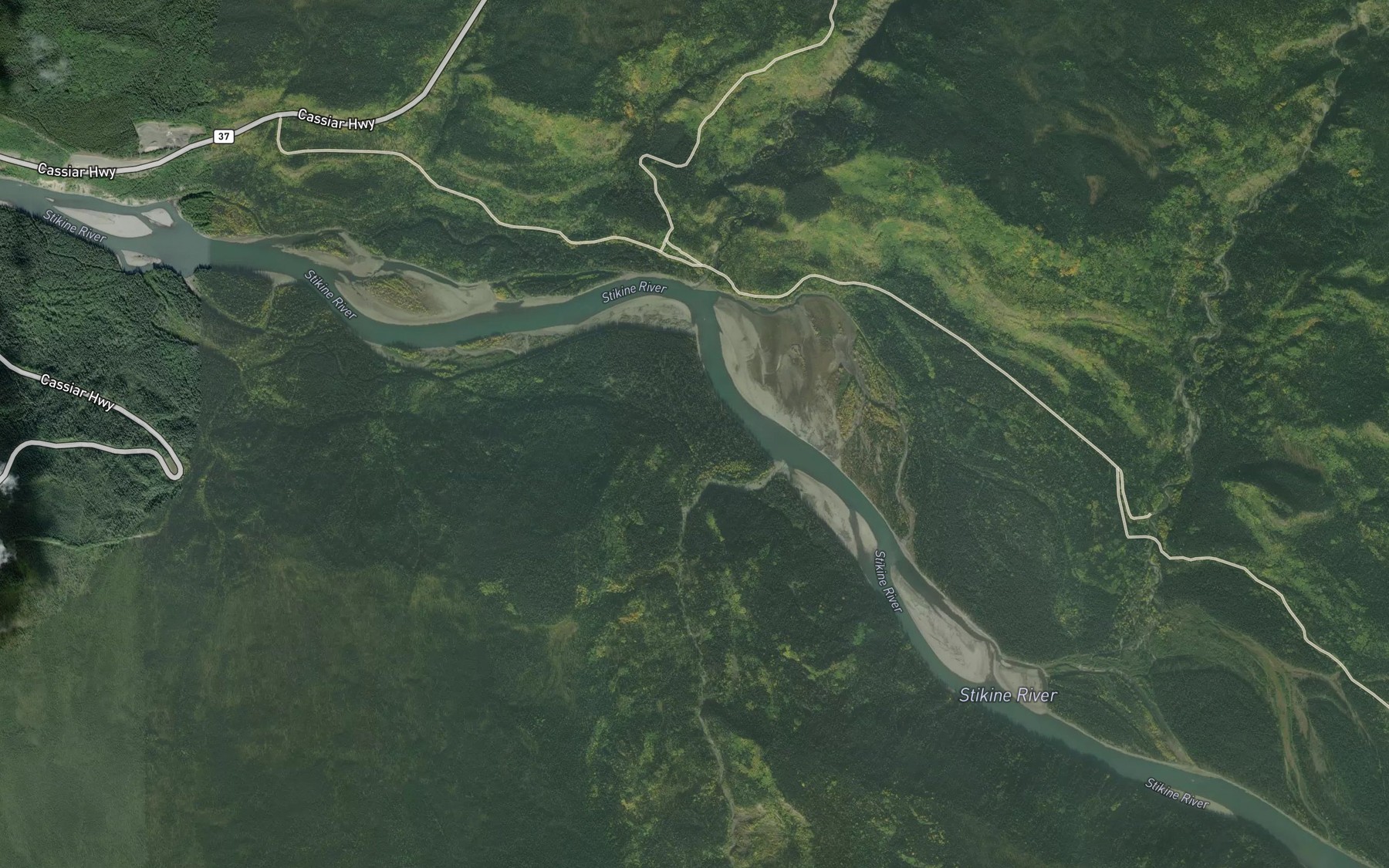 Satellite map of the Tees Creek