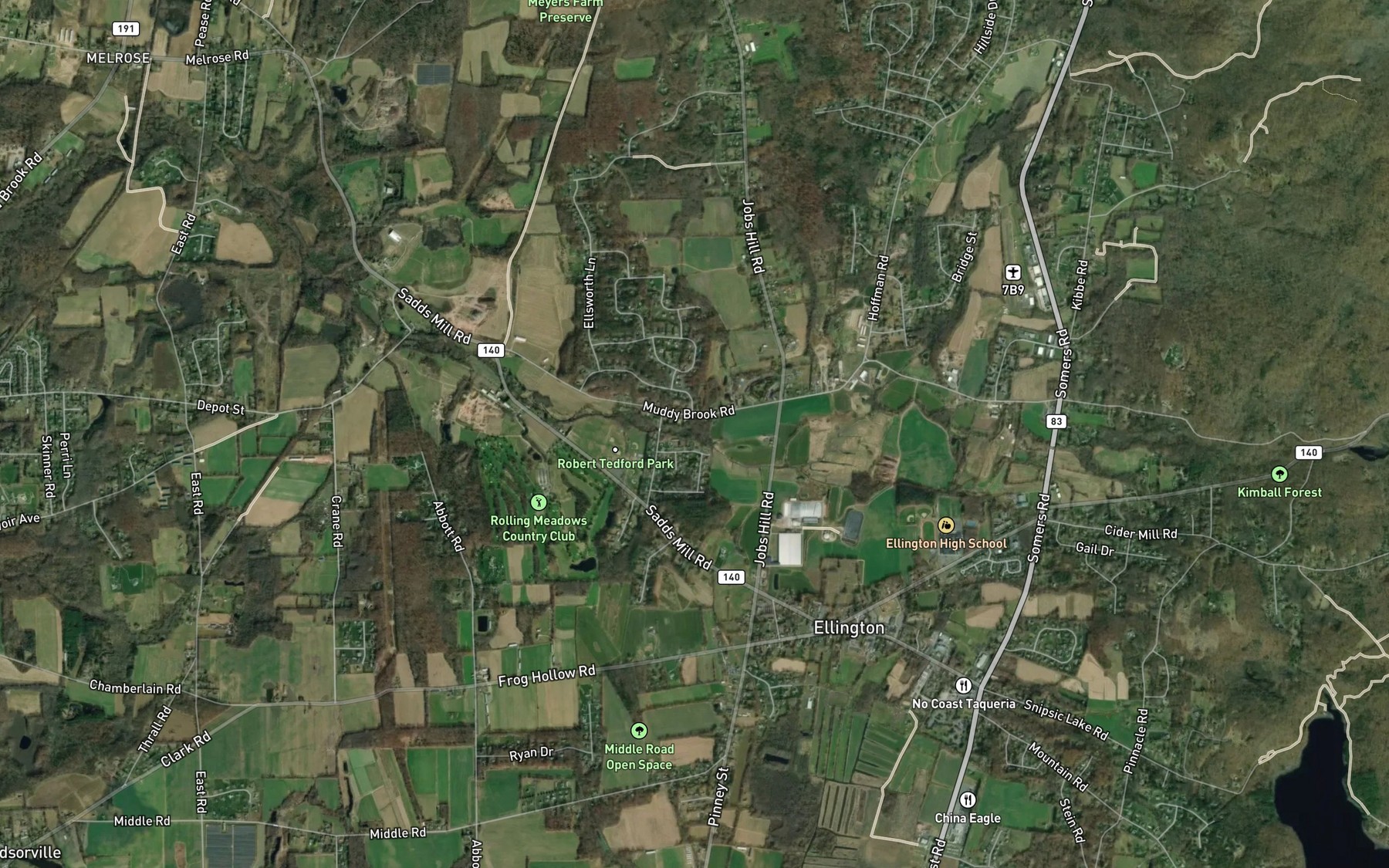 Satellite map of the Muddy Brook