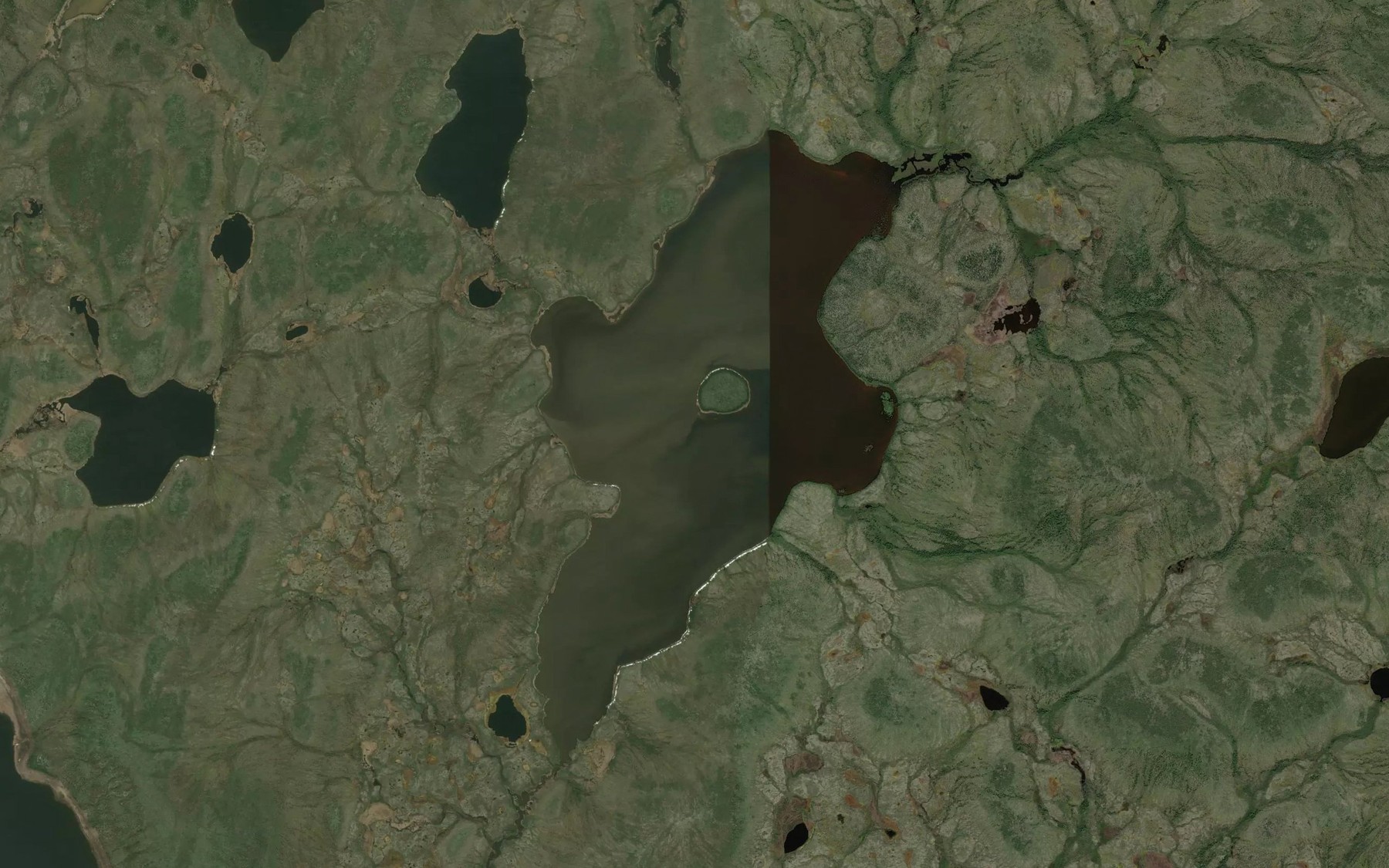 Satellite map of the Asham Lake