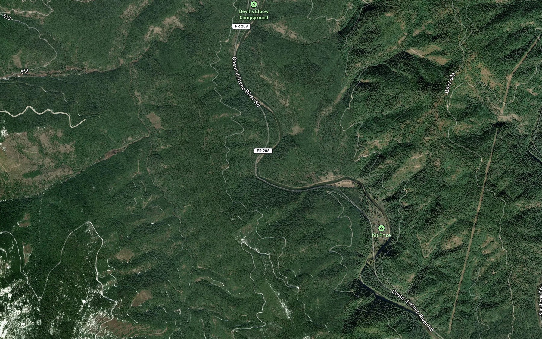 Satellite map of the Devils Elbow