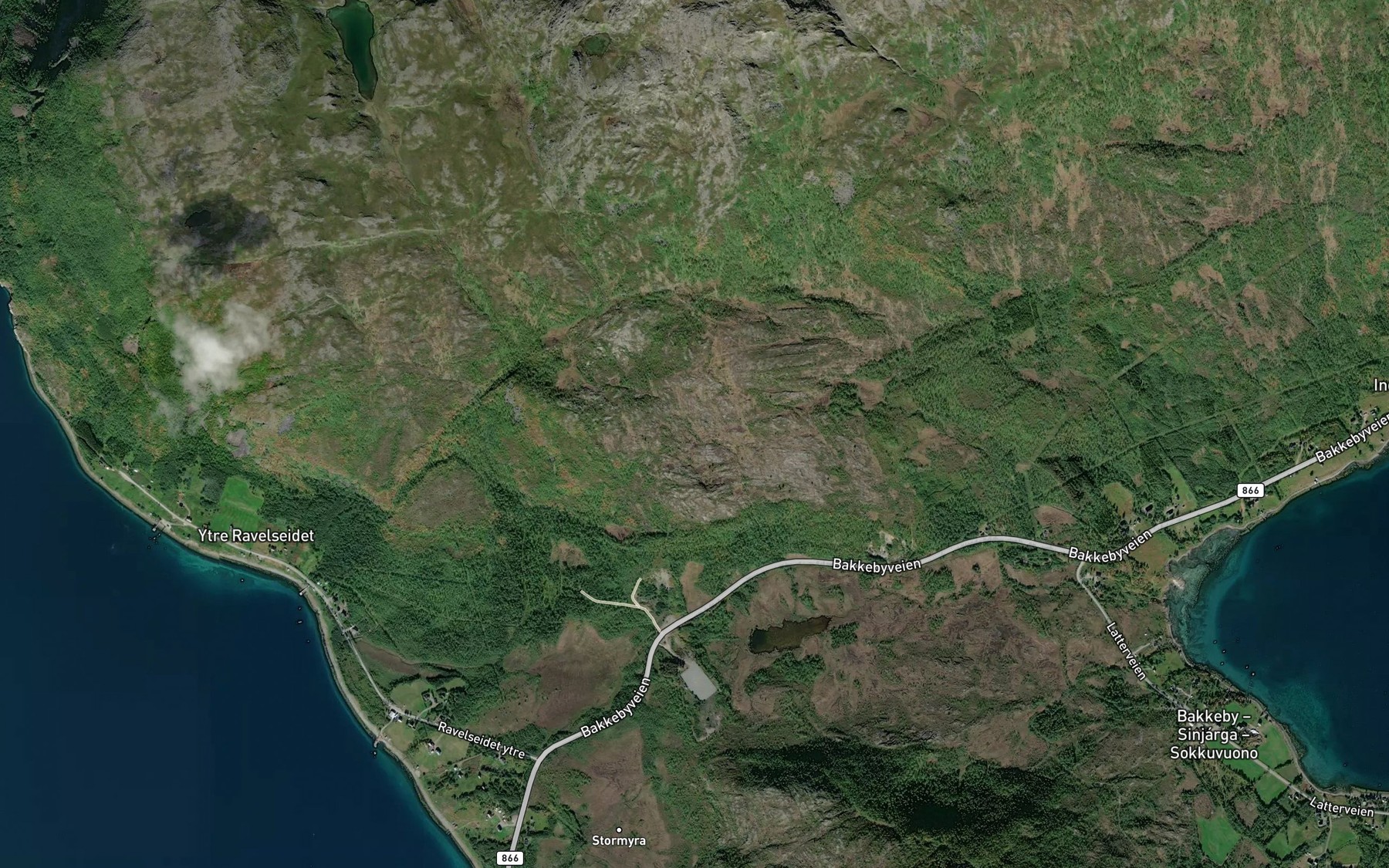 Satellite map of the Skilelva