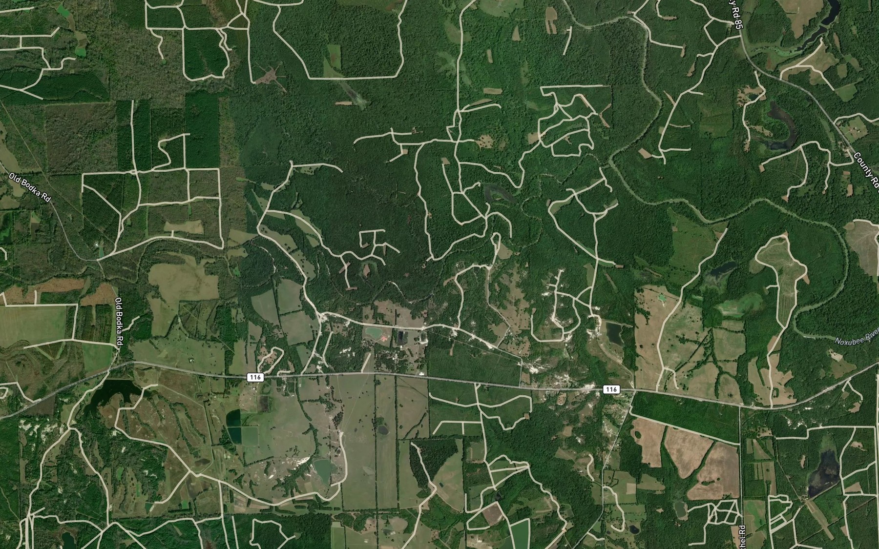 Satellite map of the Caney Creek