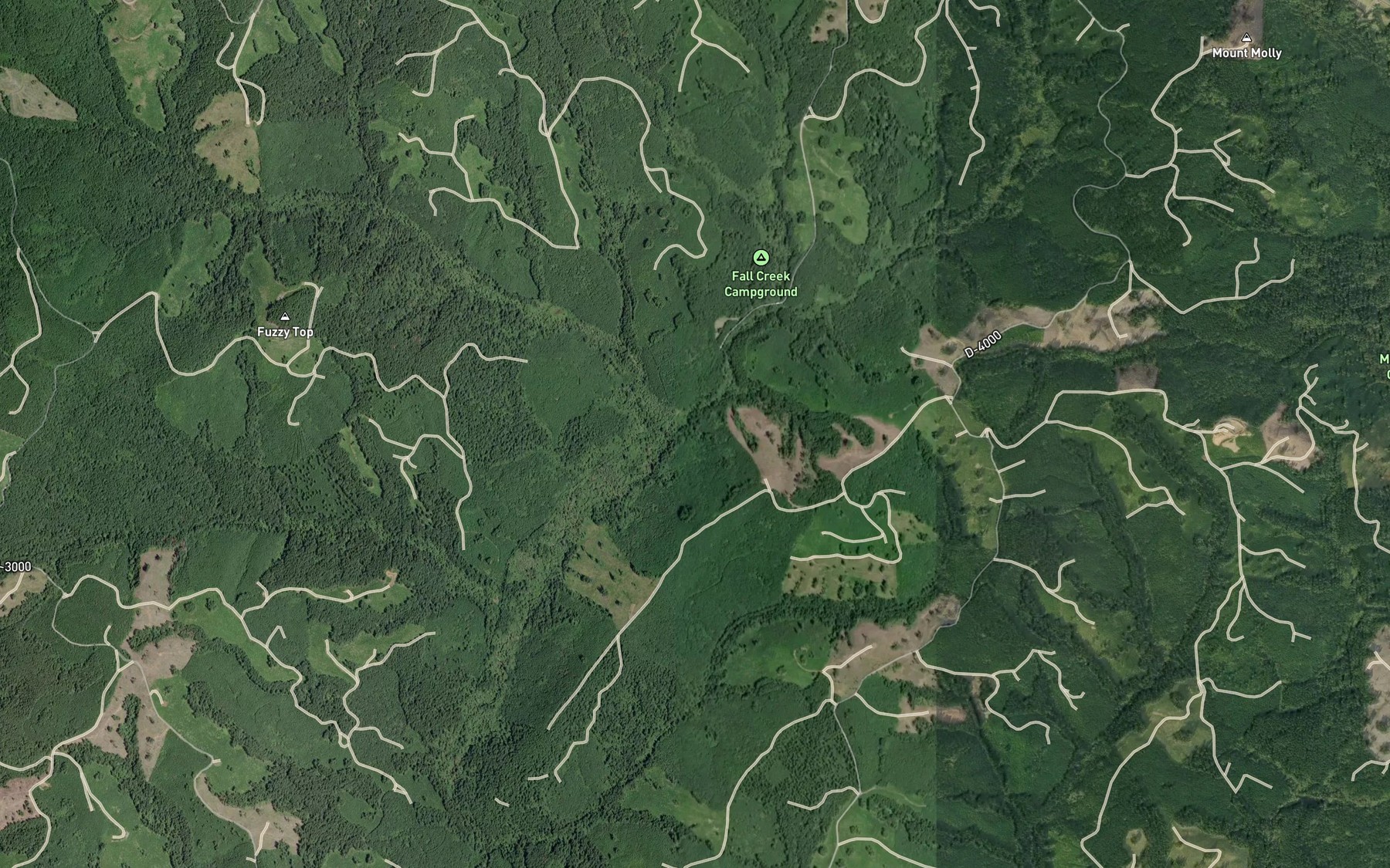 Satellite map of the Monroe Creek