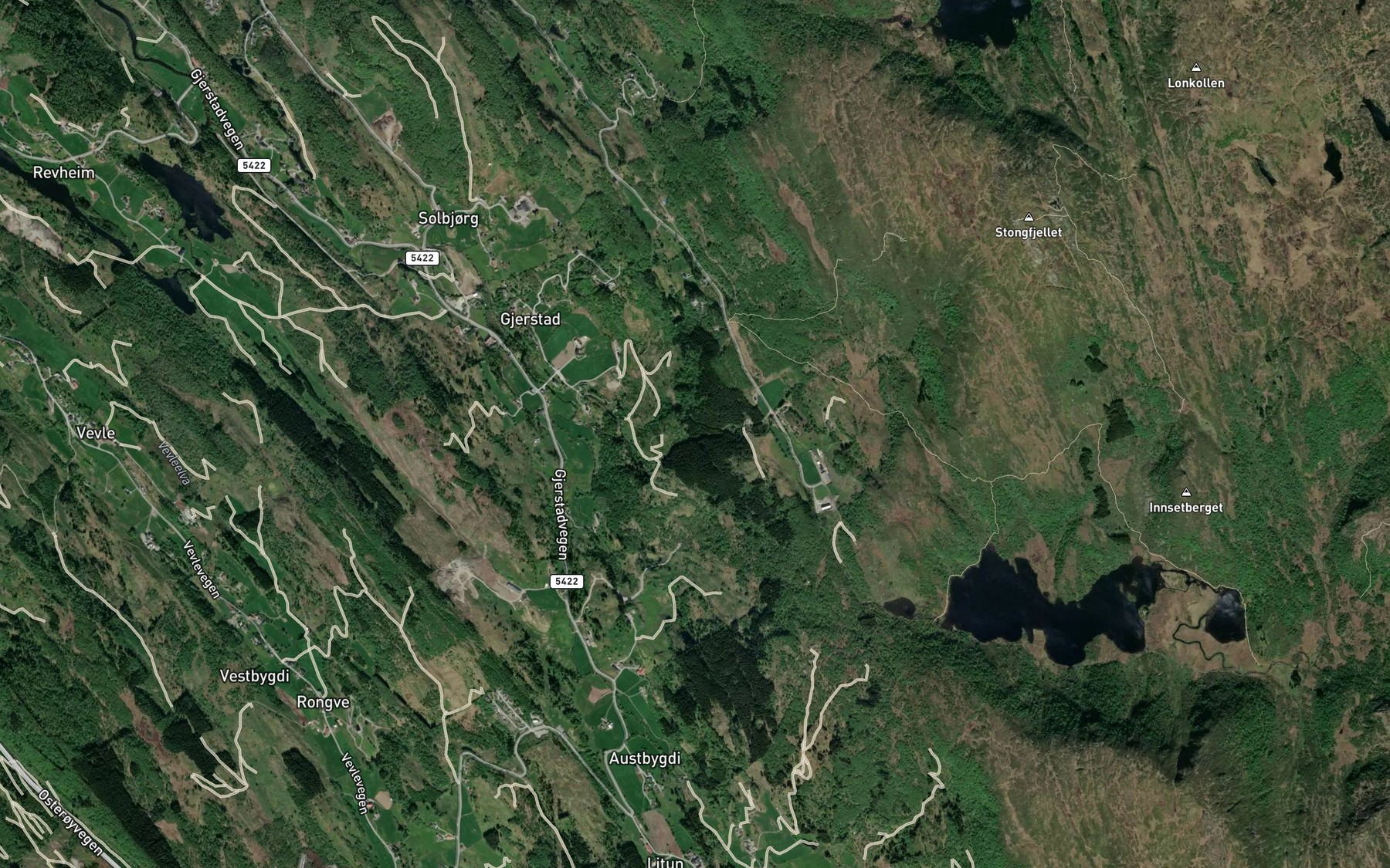 Satellite map of the Gjerstafossen
