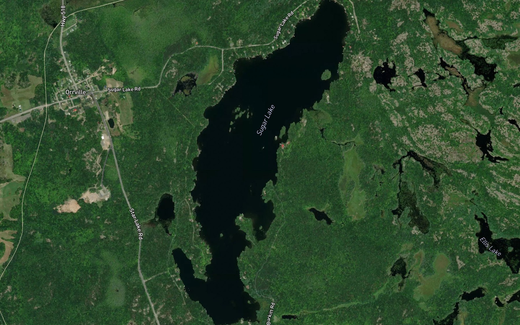 Satellite map of the Sugar Lake