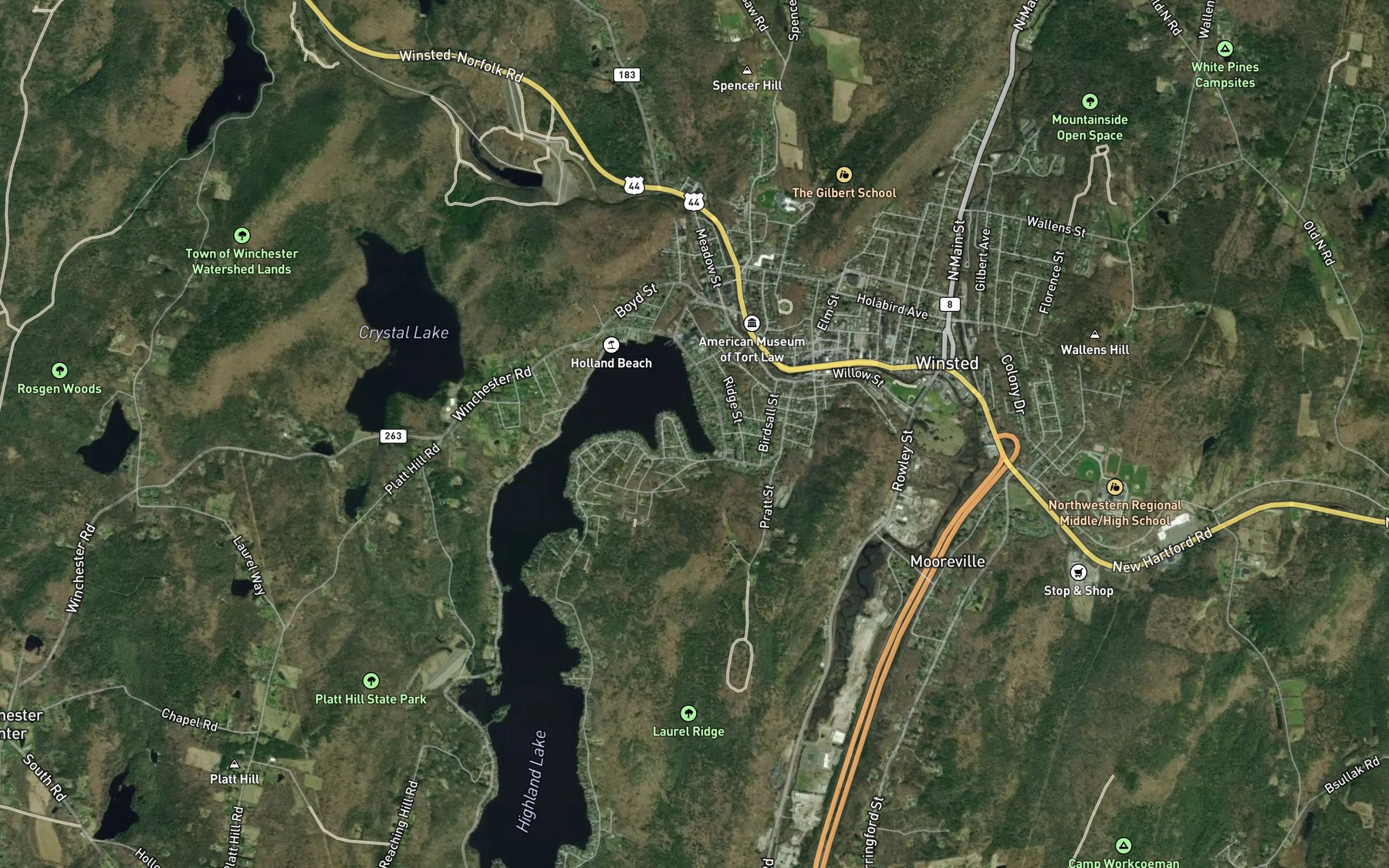 Satellite map of the Hurtbut Cove