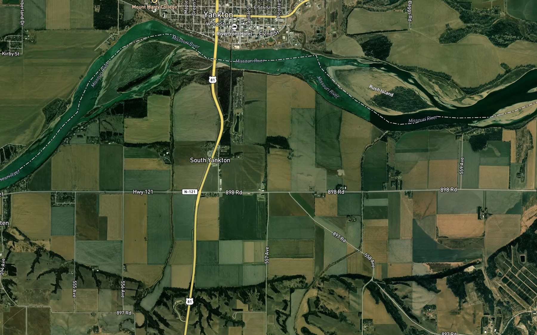 Satellite map of the Kaiser Ditch