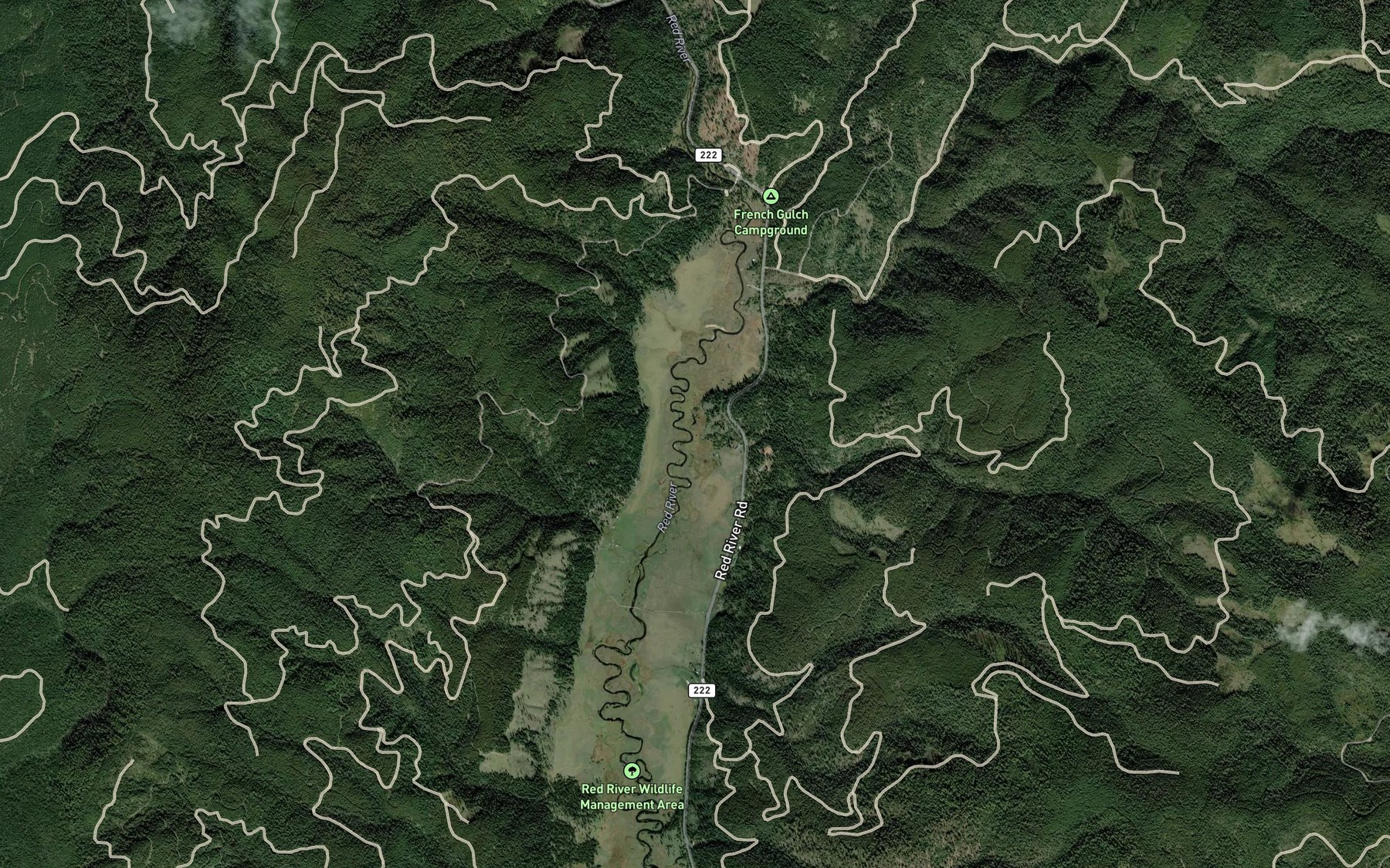 Satellite map of the Galena Creek