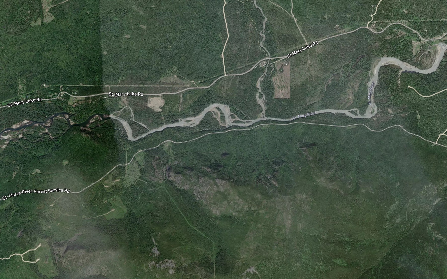 Satellite map of the Matthew Creek