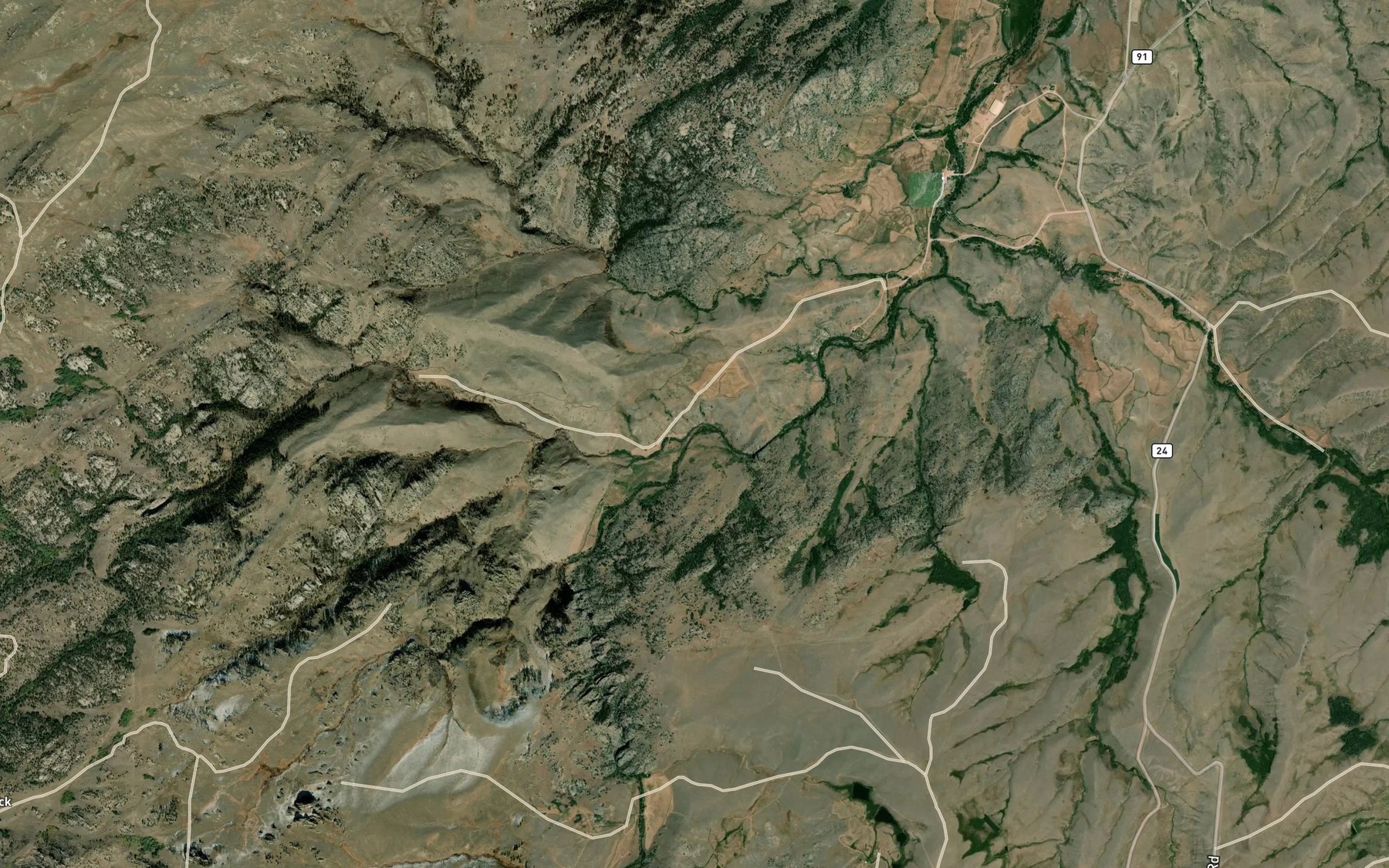 Satellite map of the Dry Fork La Prele Creek