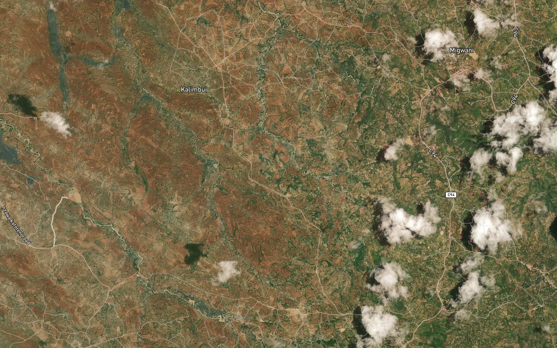 Satellite map of the Kwa Mwanzi Dam