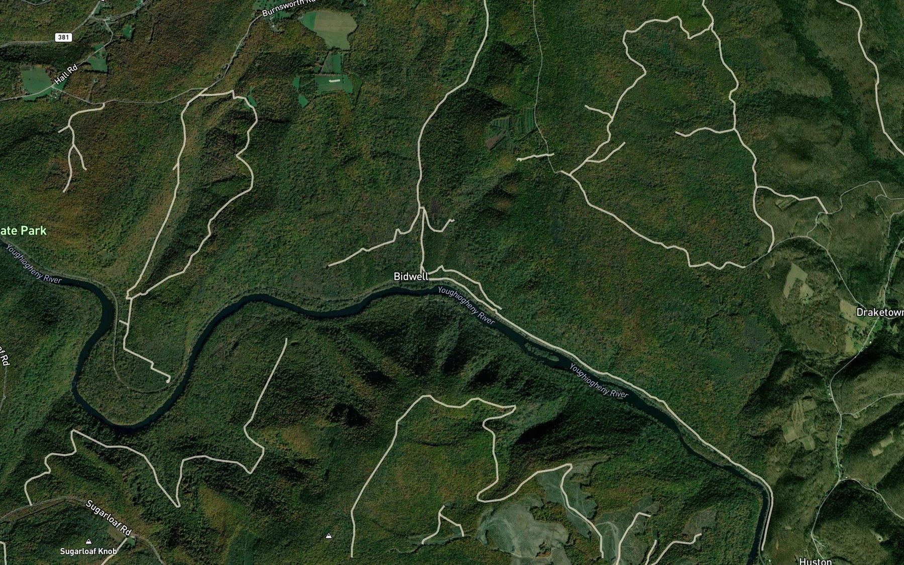 Satellite map of the Camp Run
