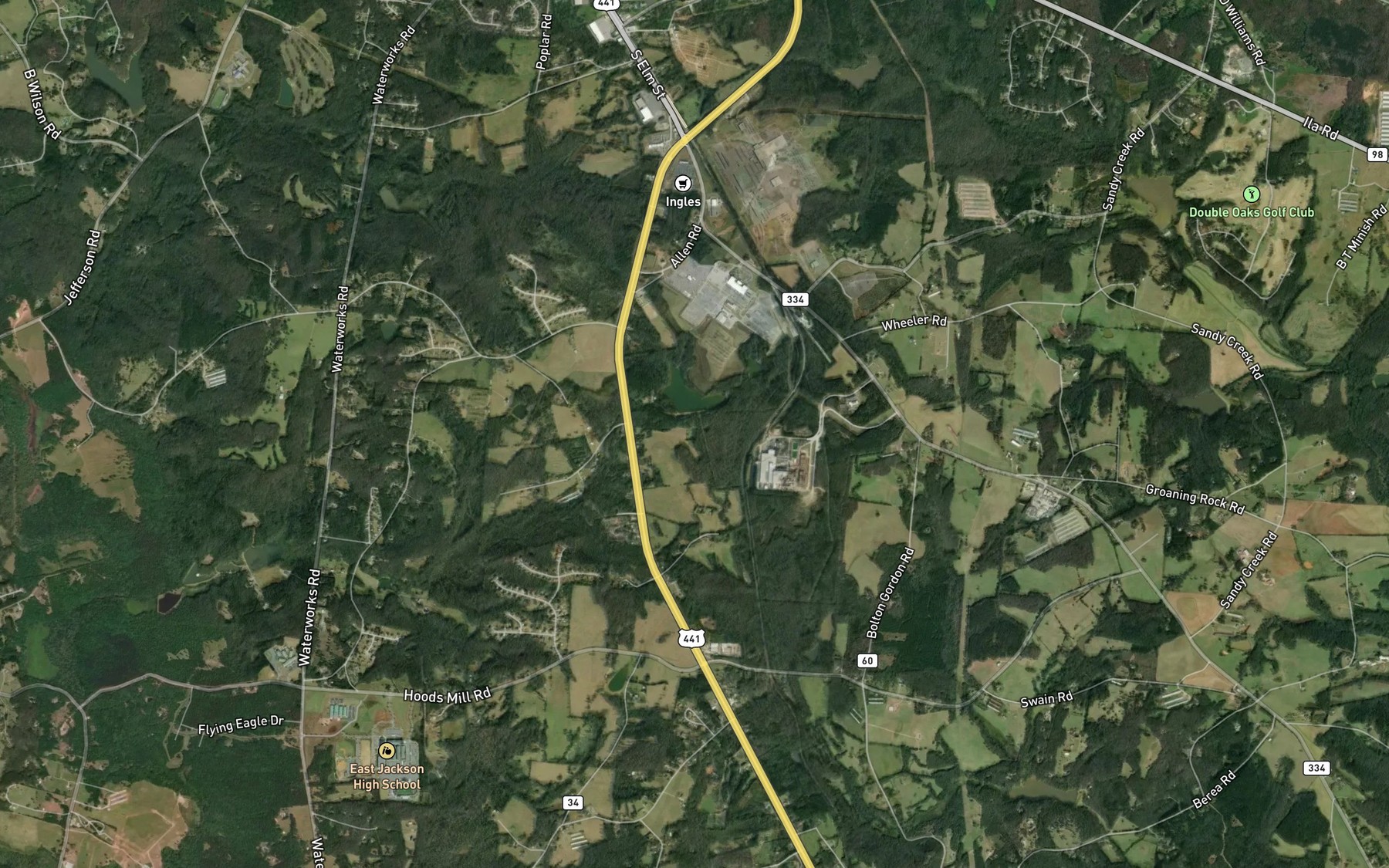 Satellite map of the Hoods Lake