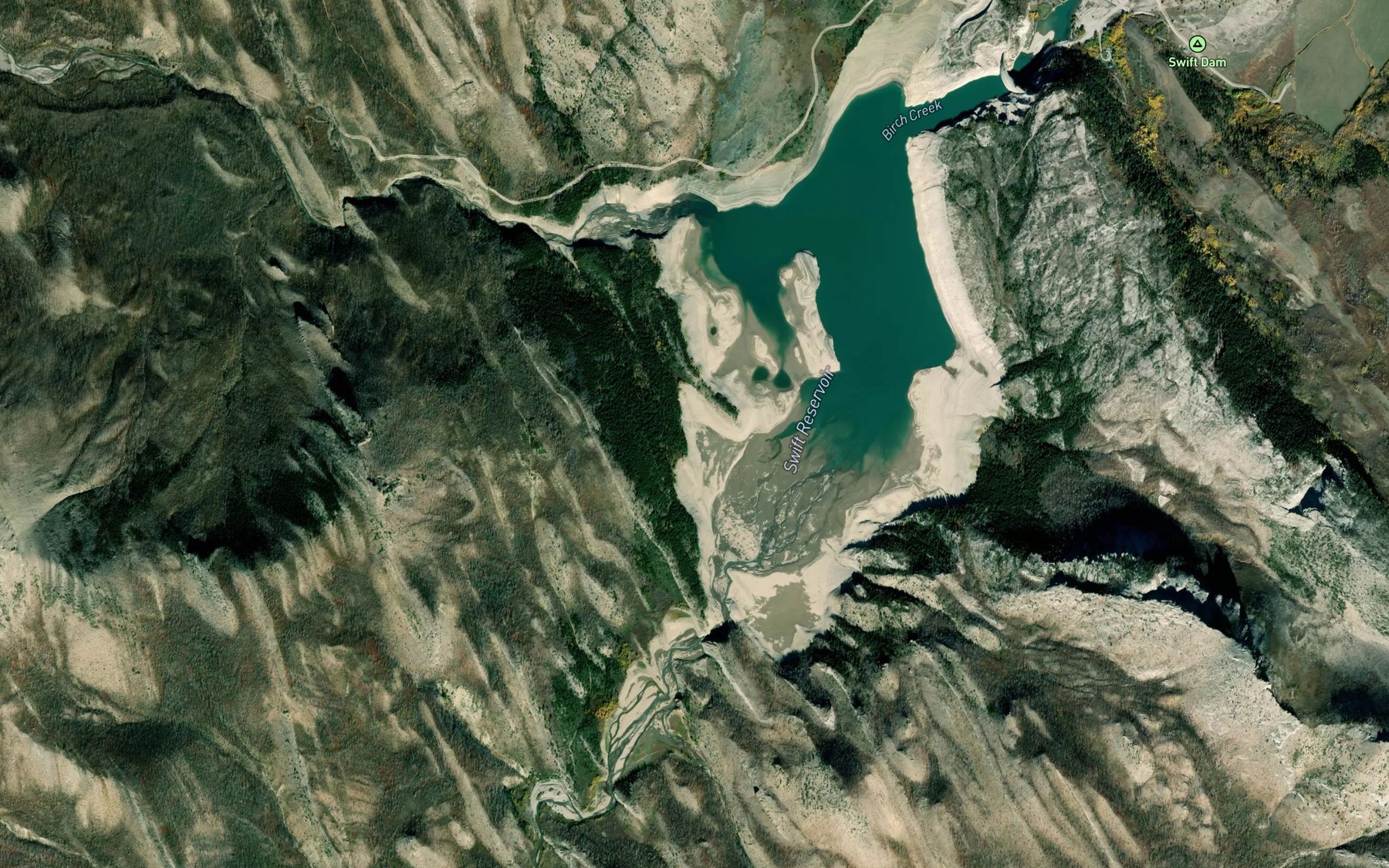 Satellite map of the Swift Reservoir