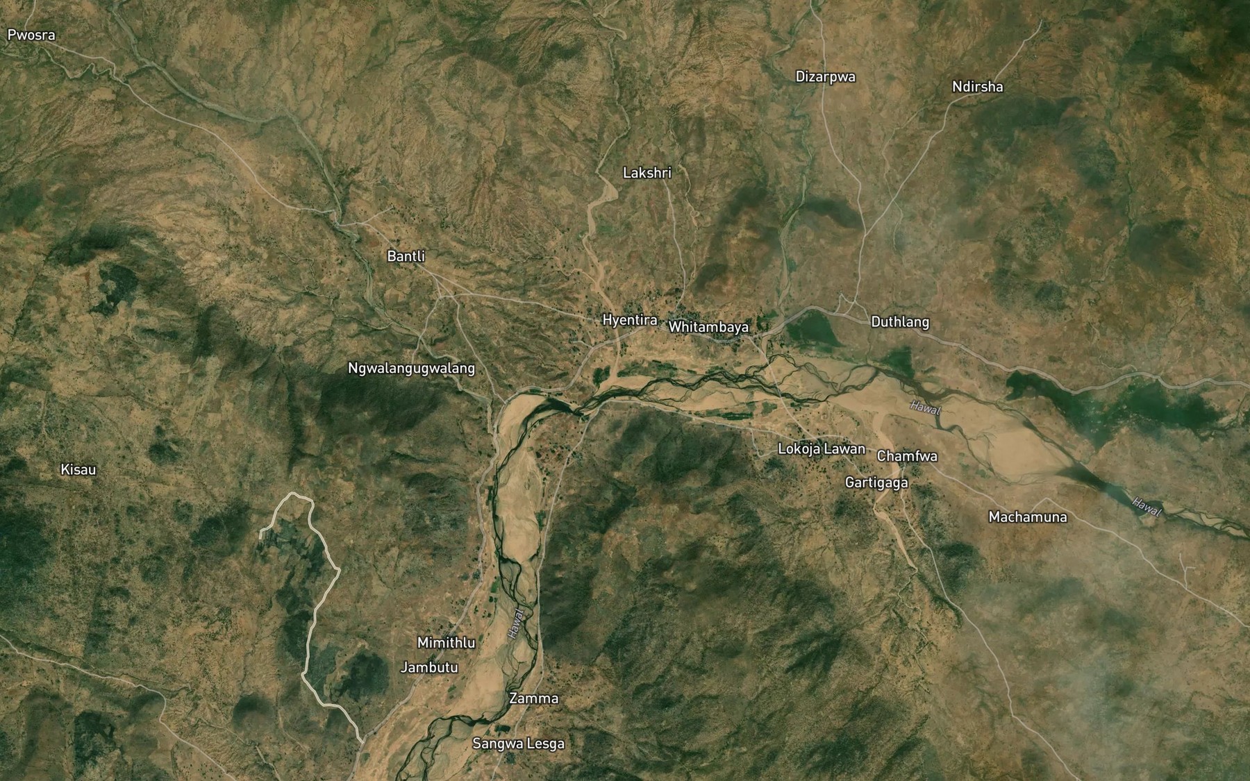 Satellite map of the River Shawala