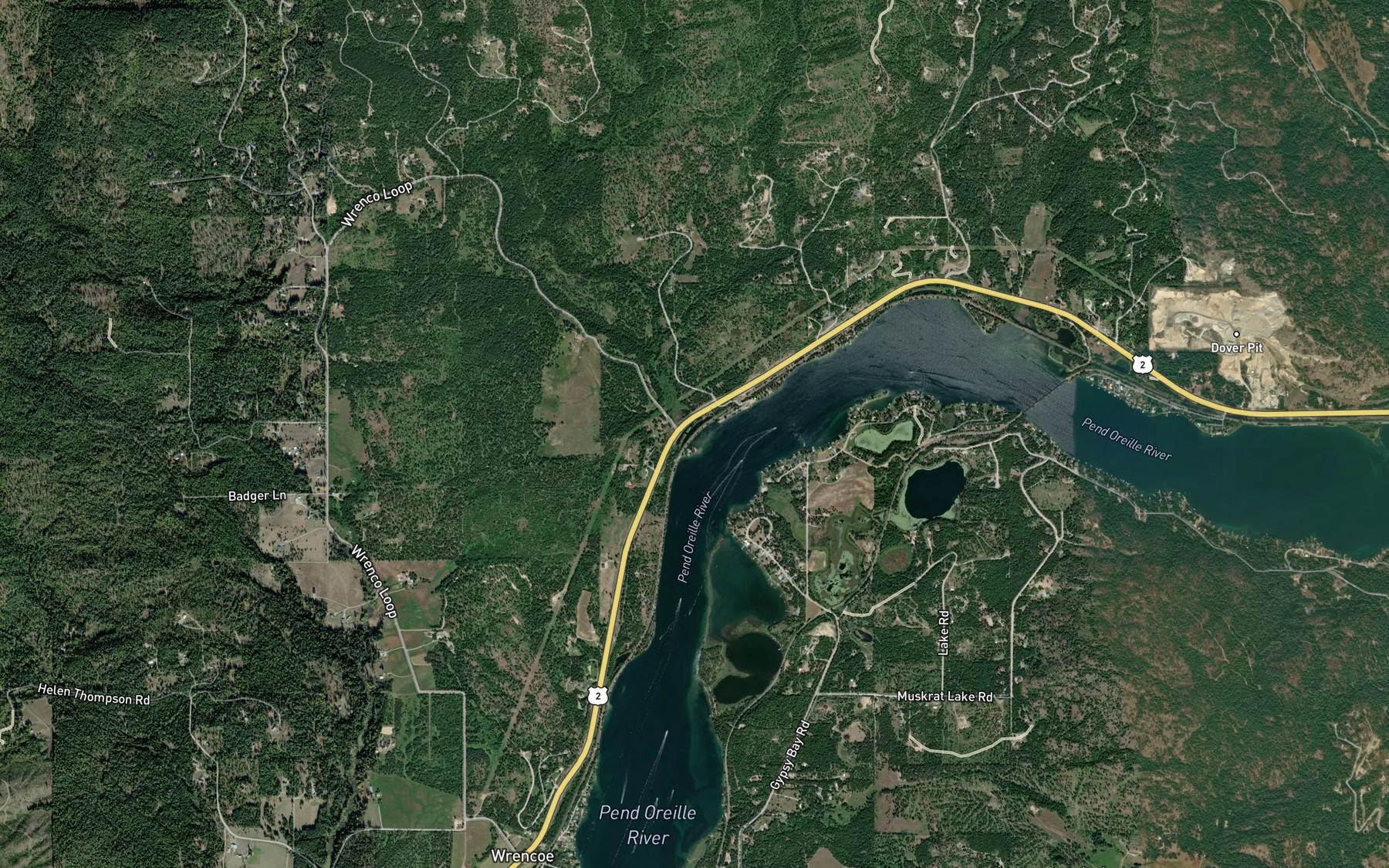 Satellite map of the Smith Creek