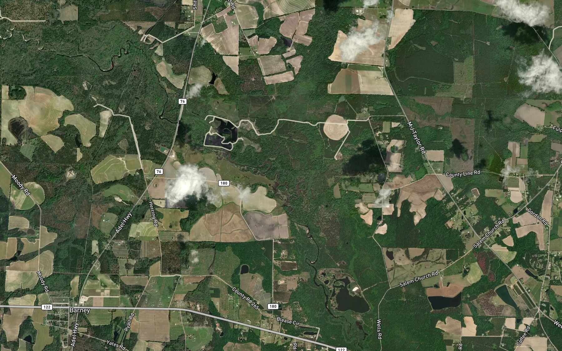 Satellite map of the Wells Mill Creek