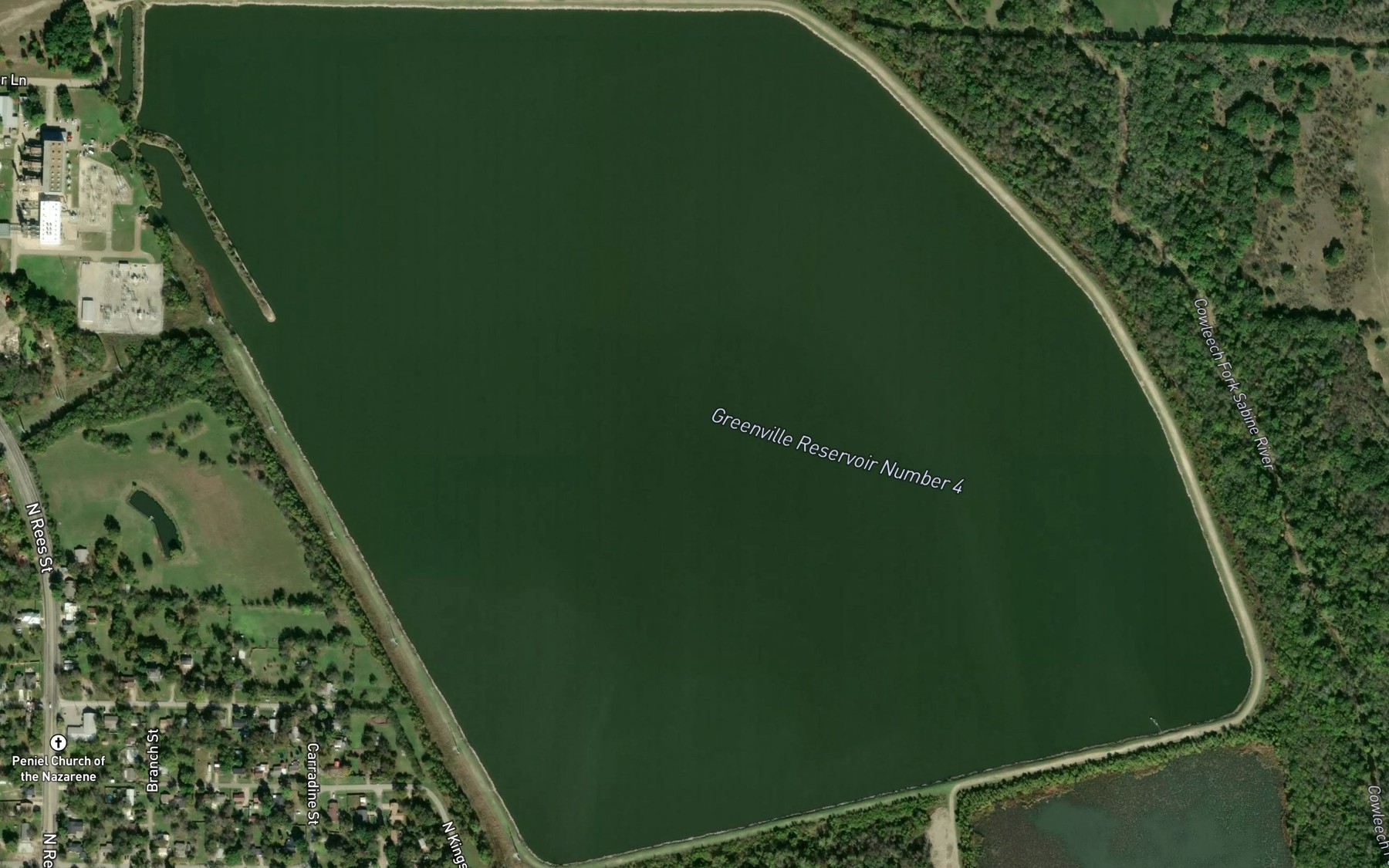 Satellite map of the Greenville Reservoir Number Six