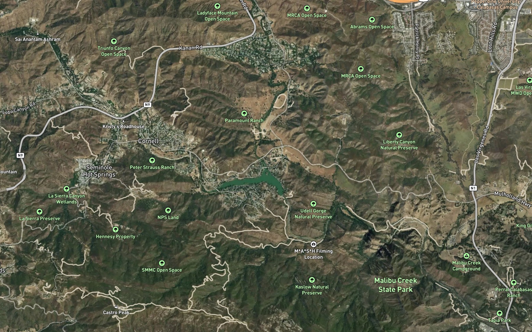 Satellite map of the Medea Creek