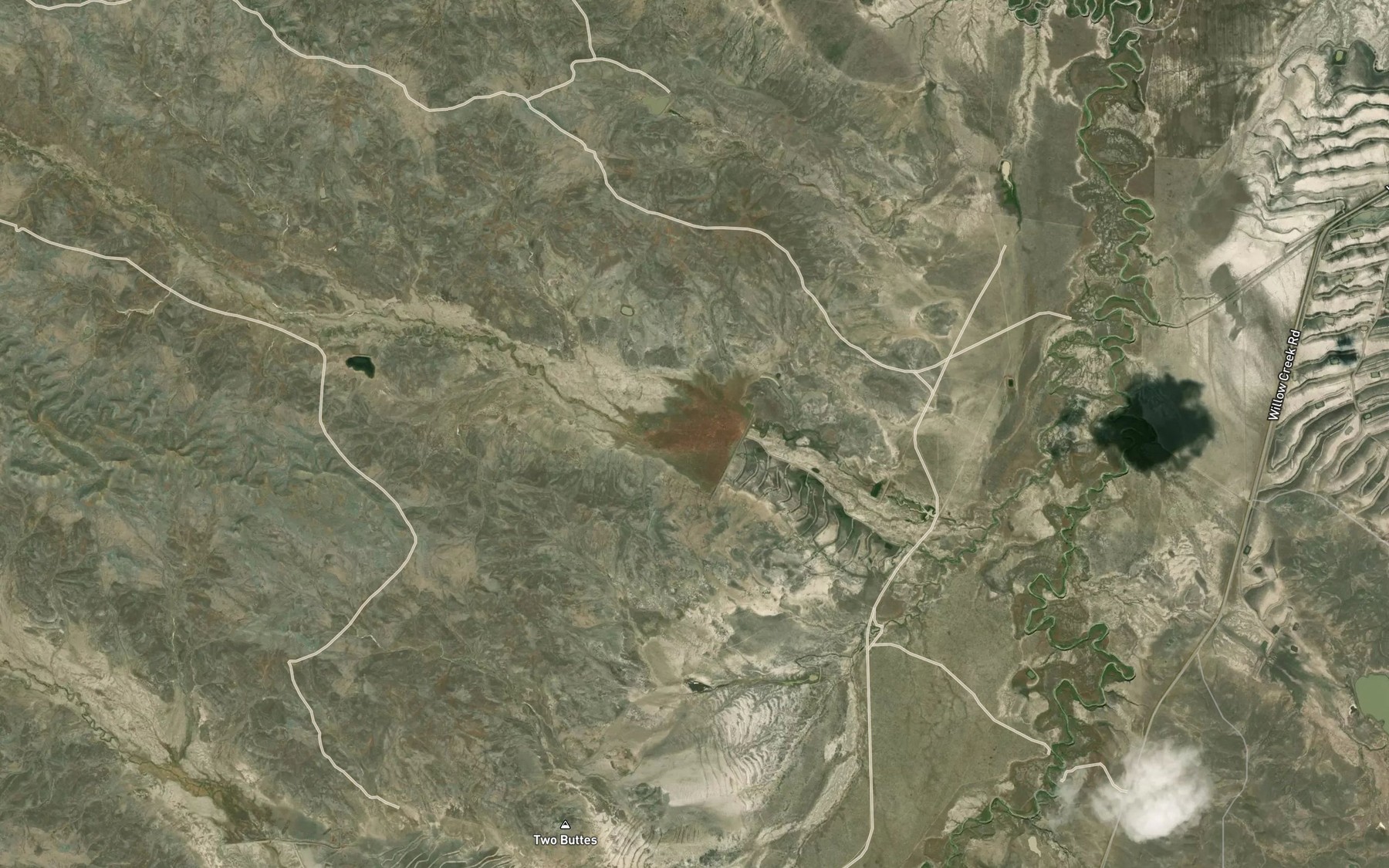 Satellite map of the Cactus Flat Detention Reservoir