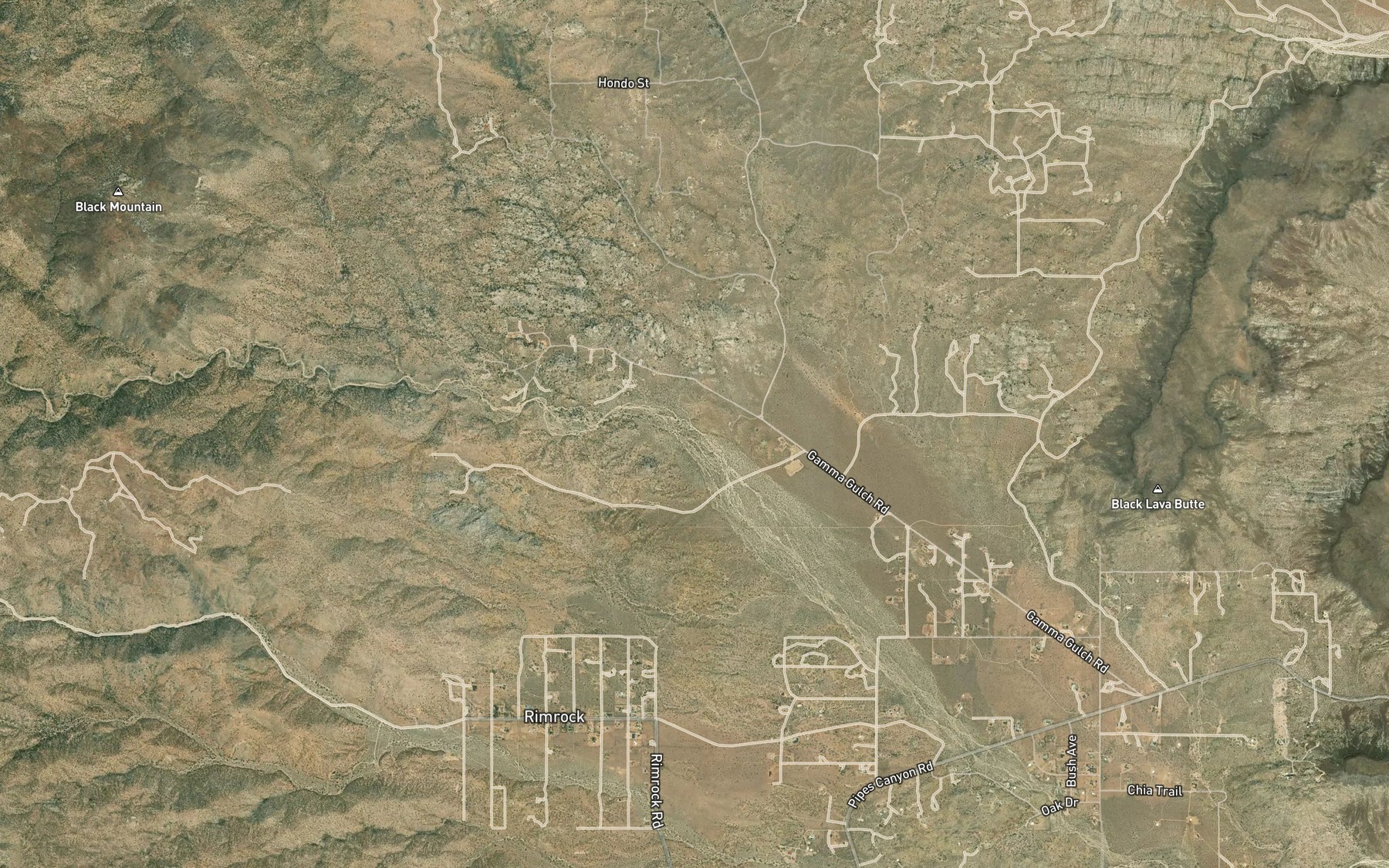 Satellite map of the Antelope Creek