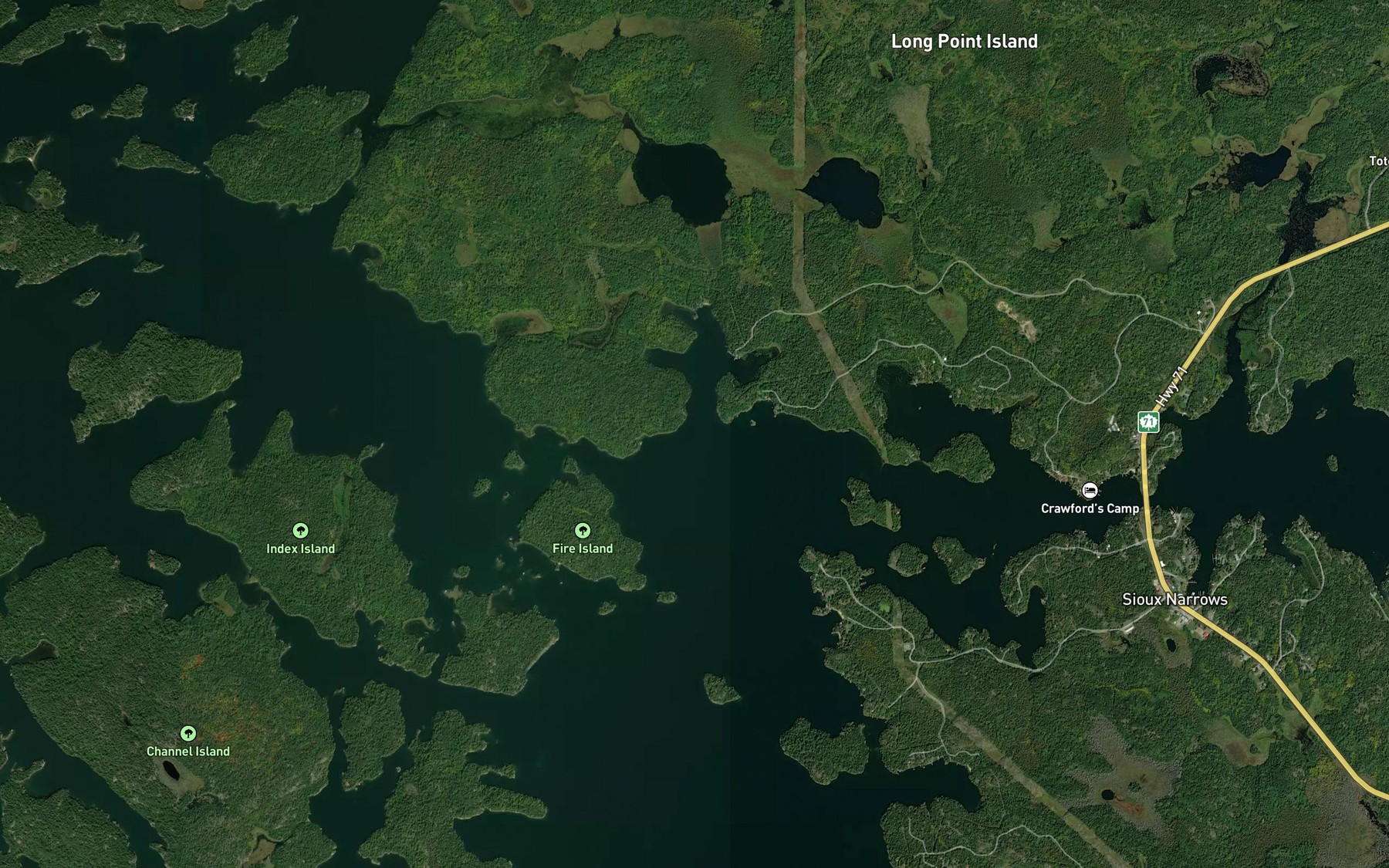 Satellite map of the Cloverleaf Bay
