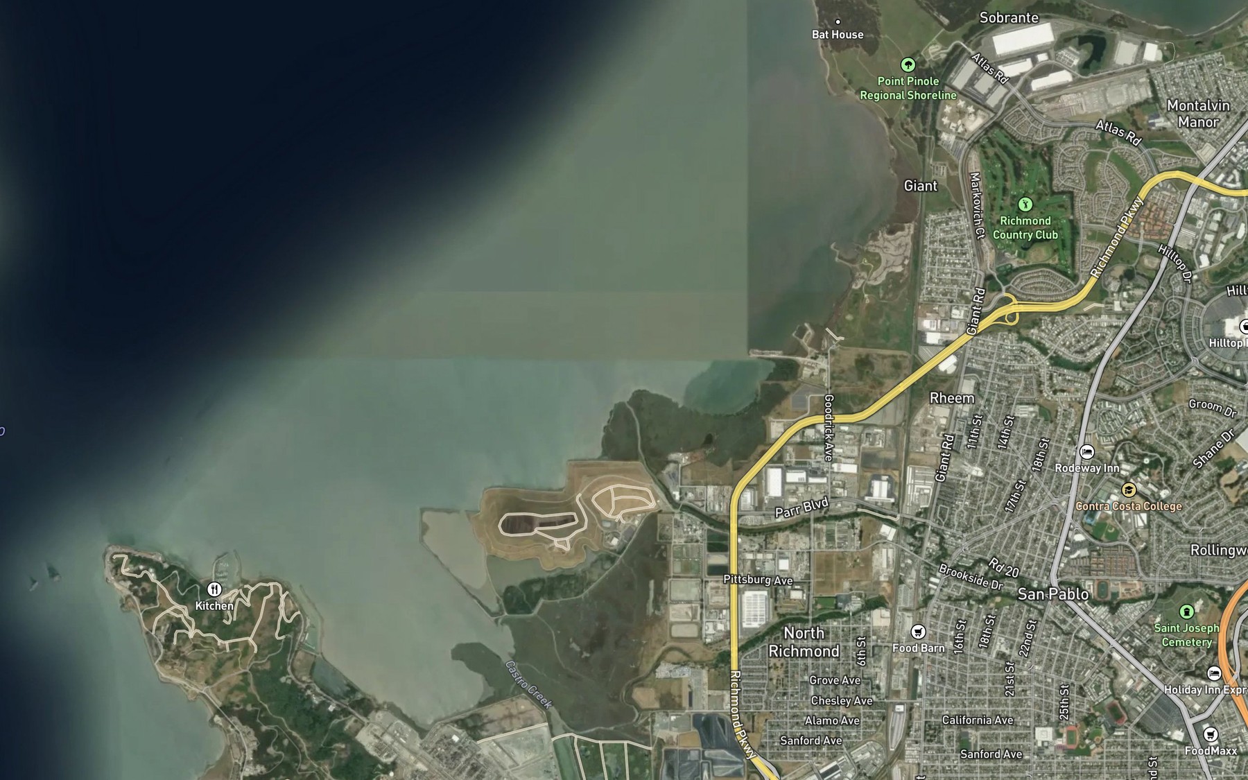 Satellite map of the San Pablo Creek