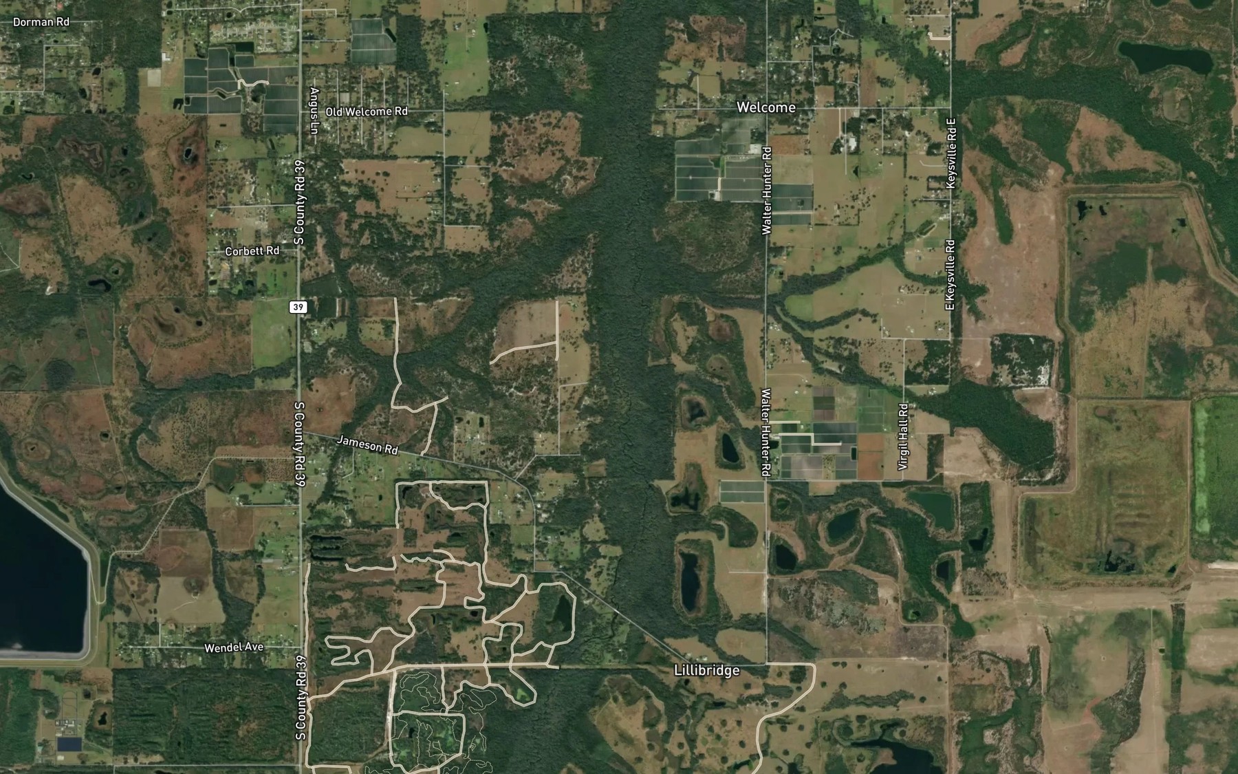 Satellite map of the Halls Branch
