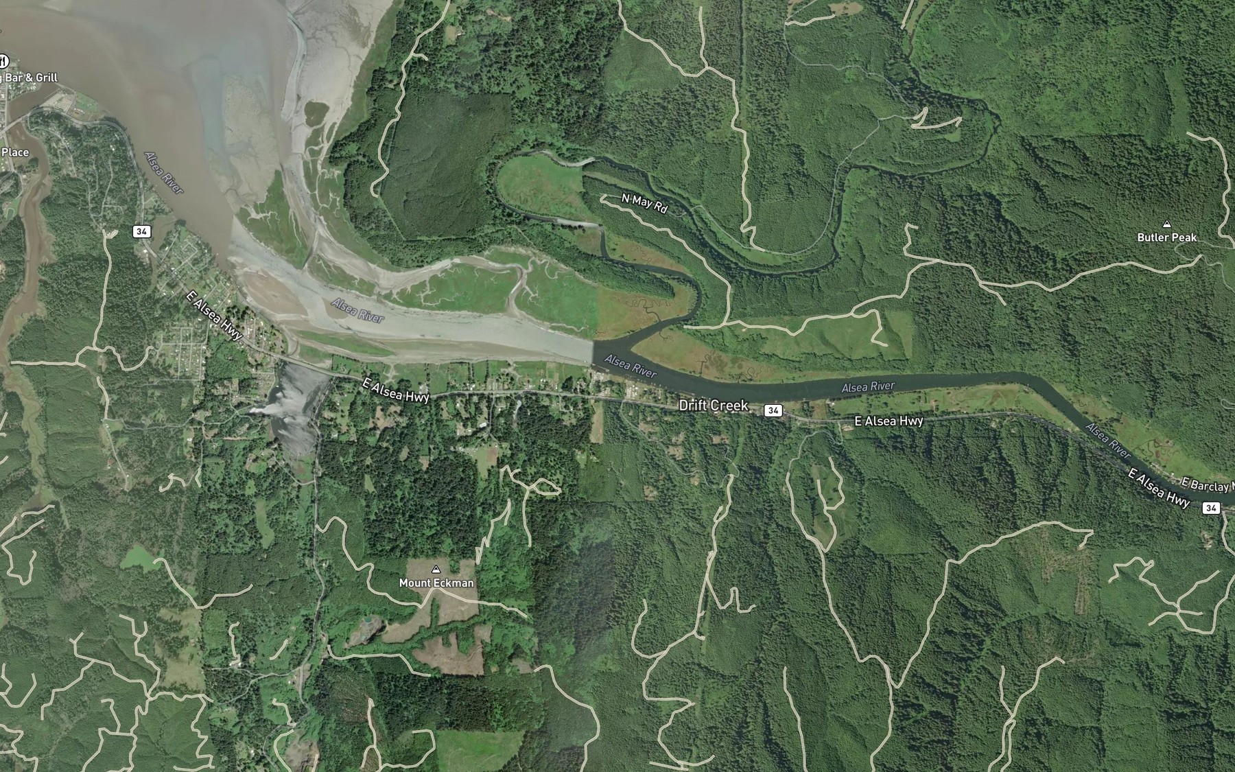 Satellite map of the Constantine Creek