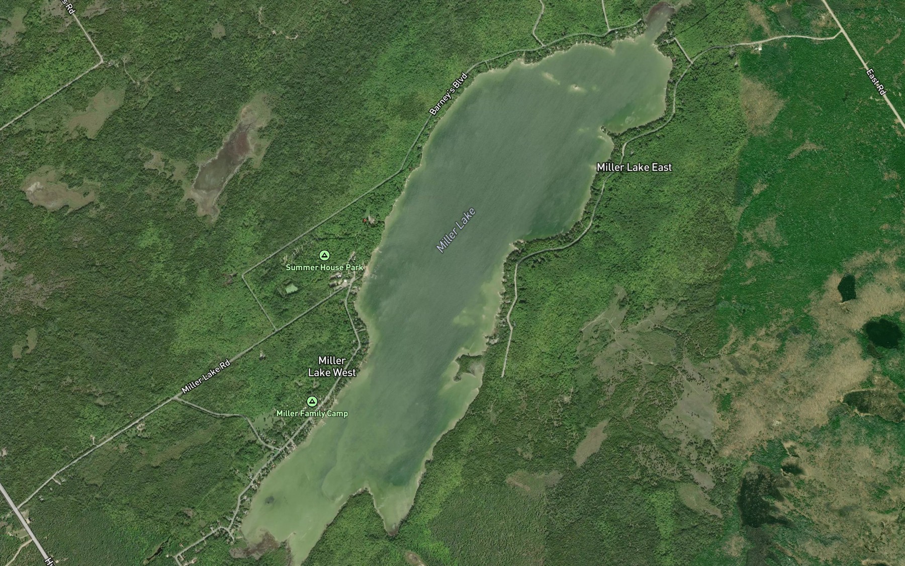 Satellite map of the Miller Lake
