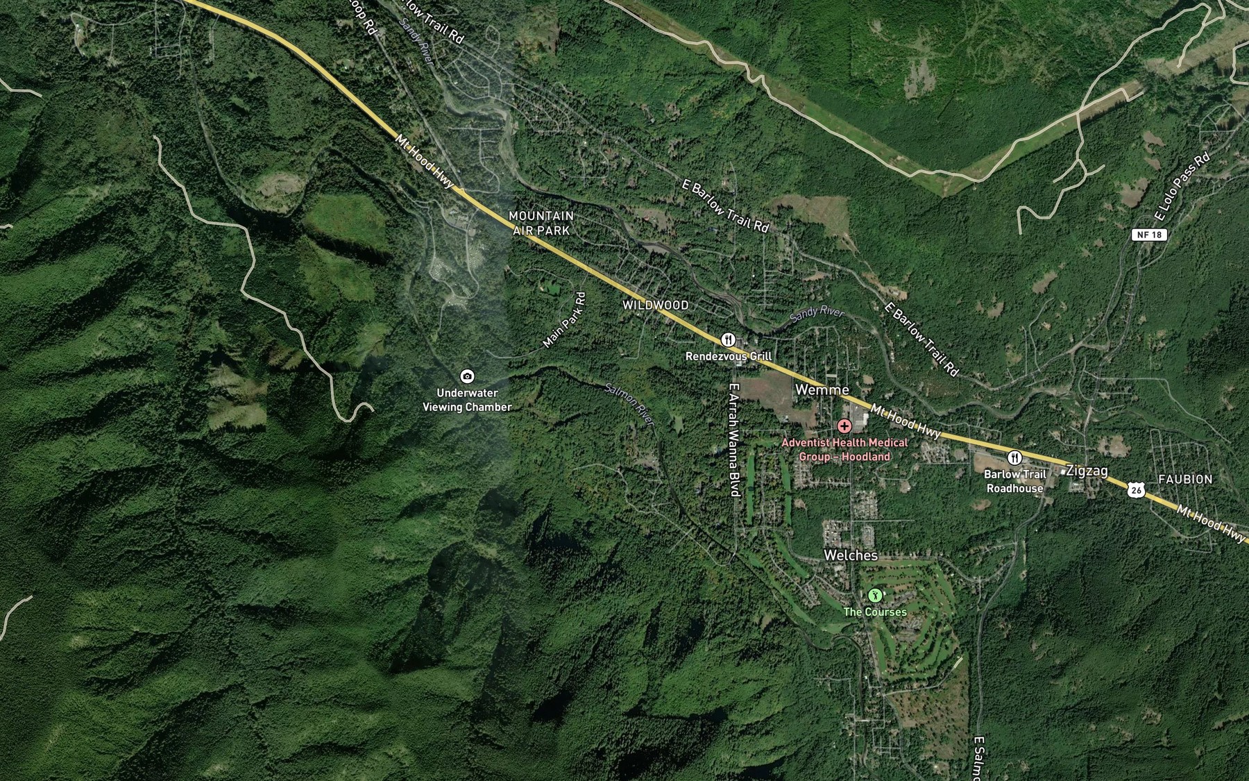 Satellite map of the Salmon River