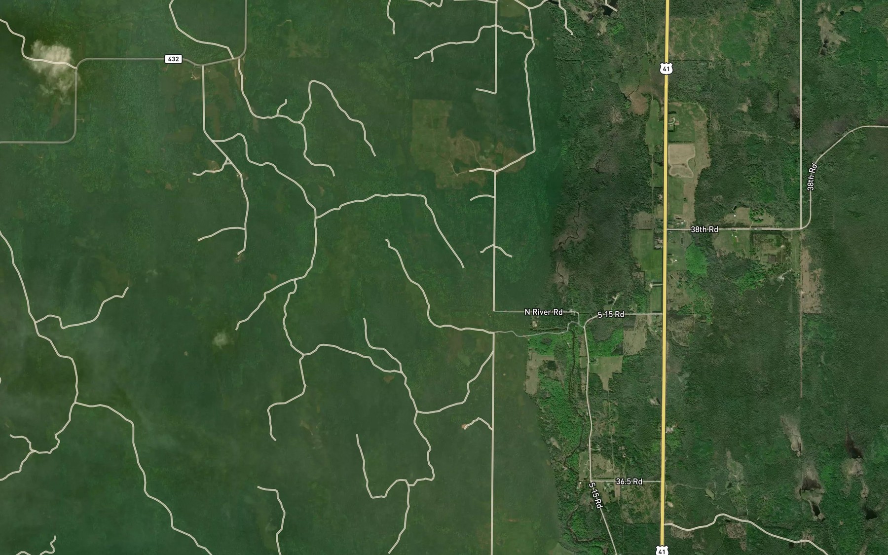 Satellite map of the Boudreau Creek