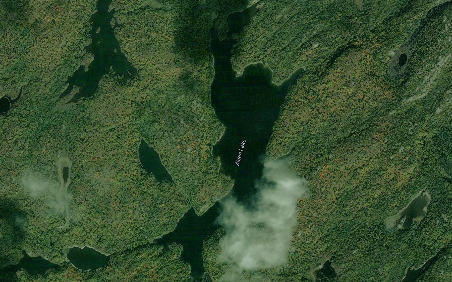 Satellite map of the Alden Lake