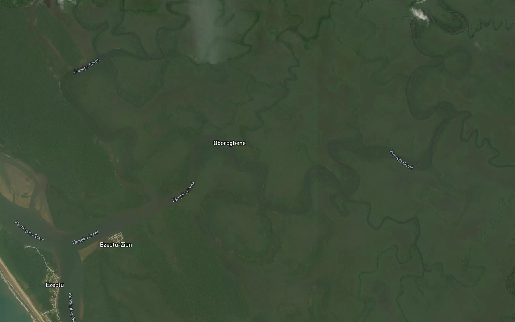 Satellite map of the Indeiwei Creek