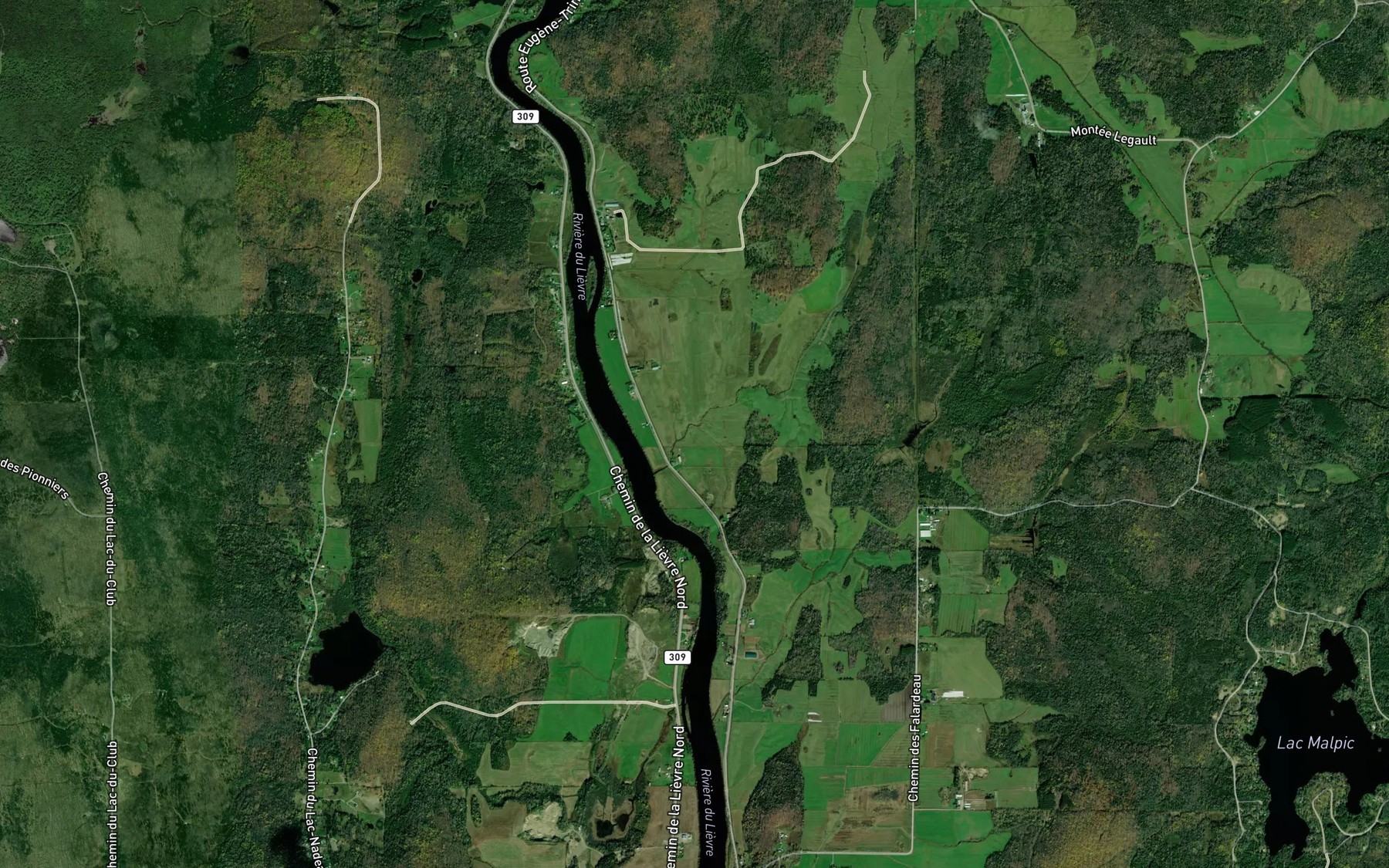 Satellite map of the Ruisseau Belec