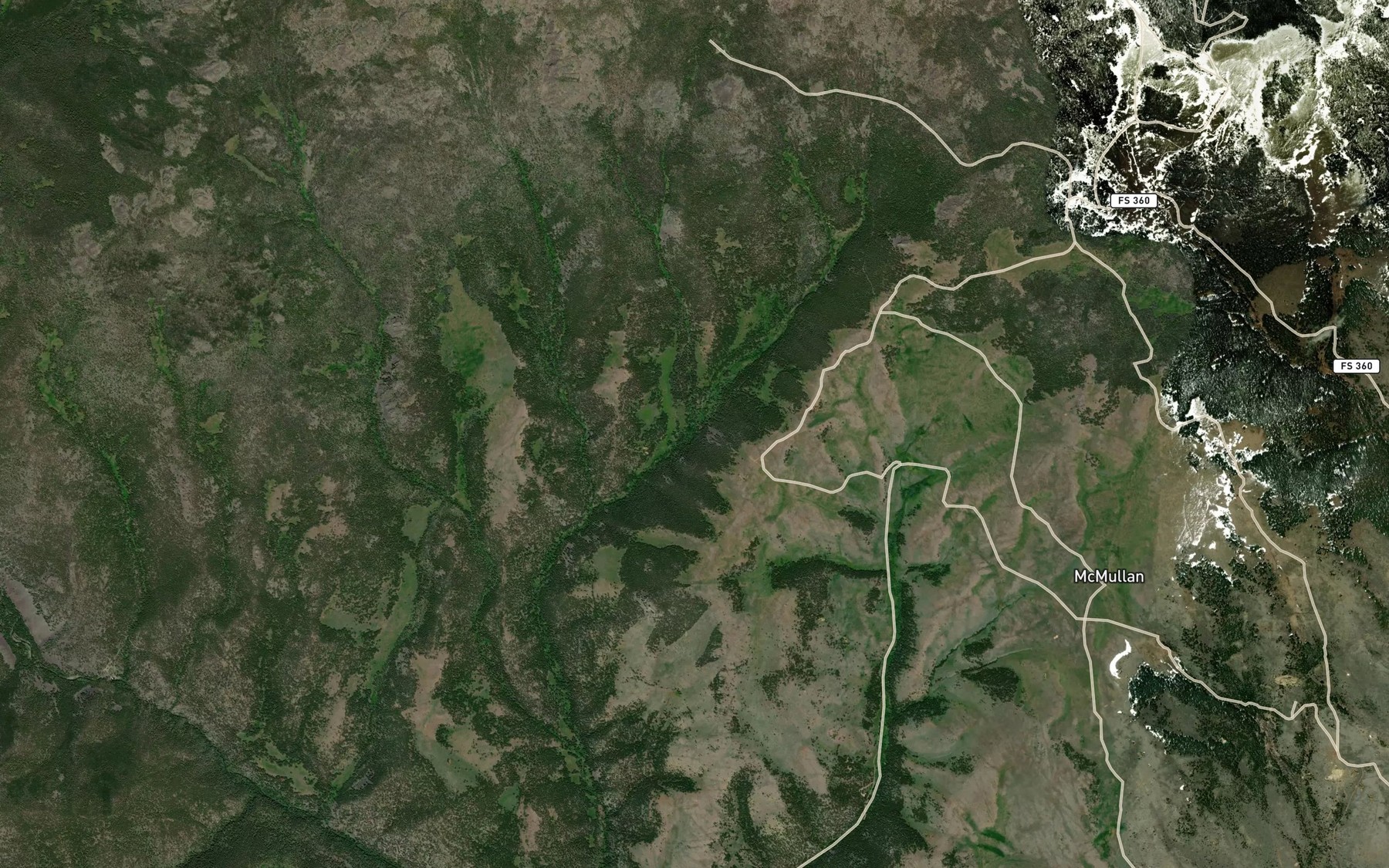 Satellite map of the Tin Cup Creek