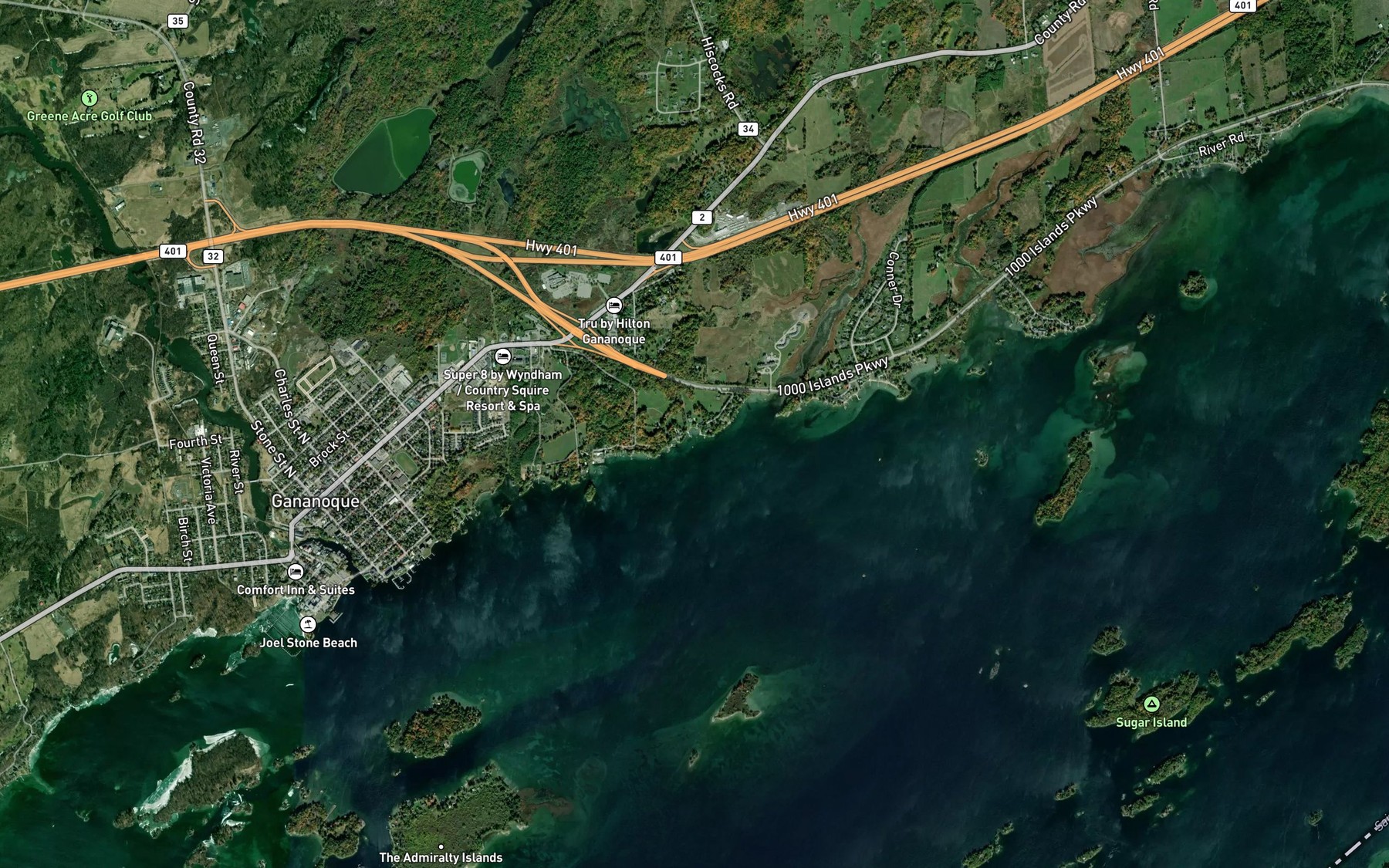 Satellite map of the Legges Creek