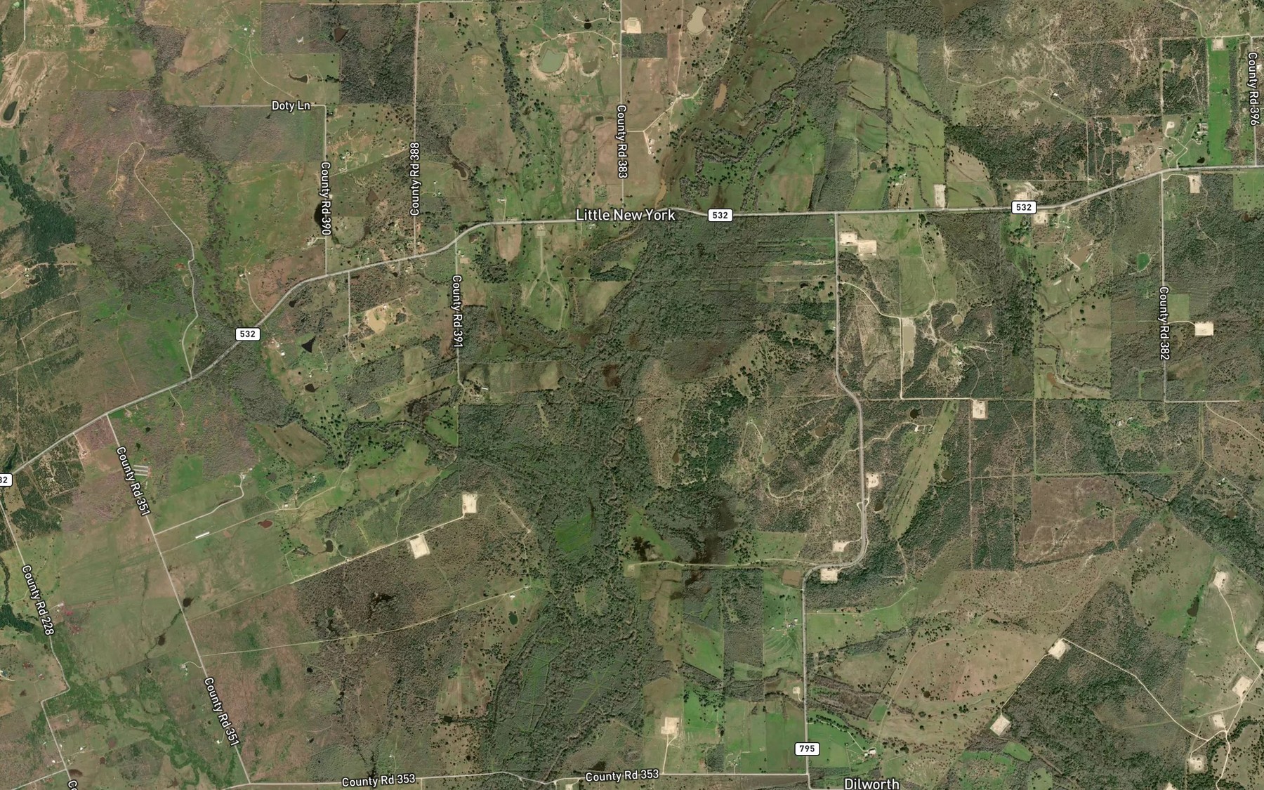 Satellite map of the Vanham Creek