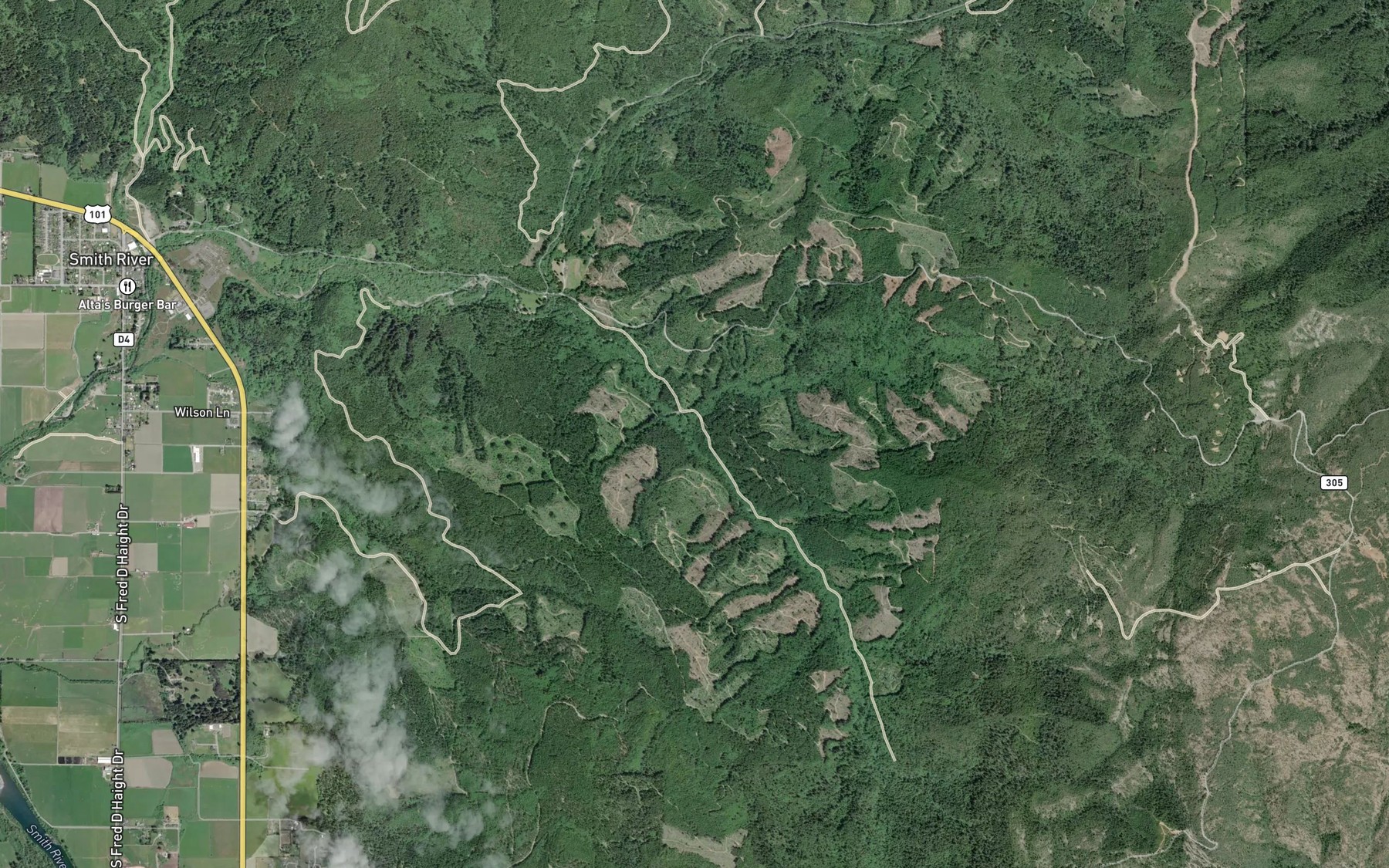 Satellite map of the Savoy Creek