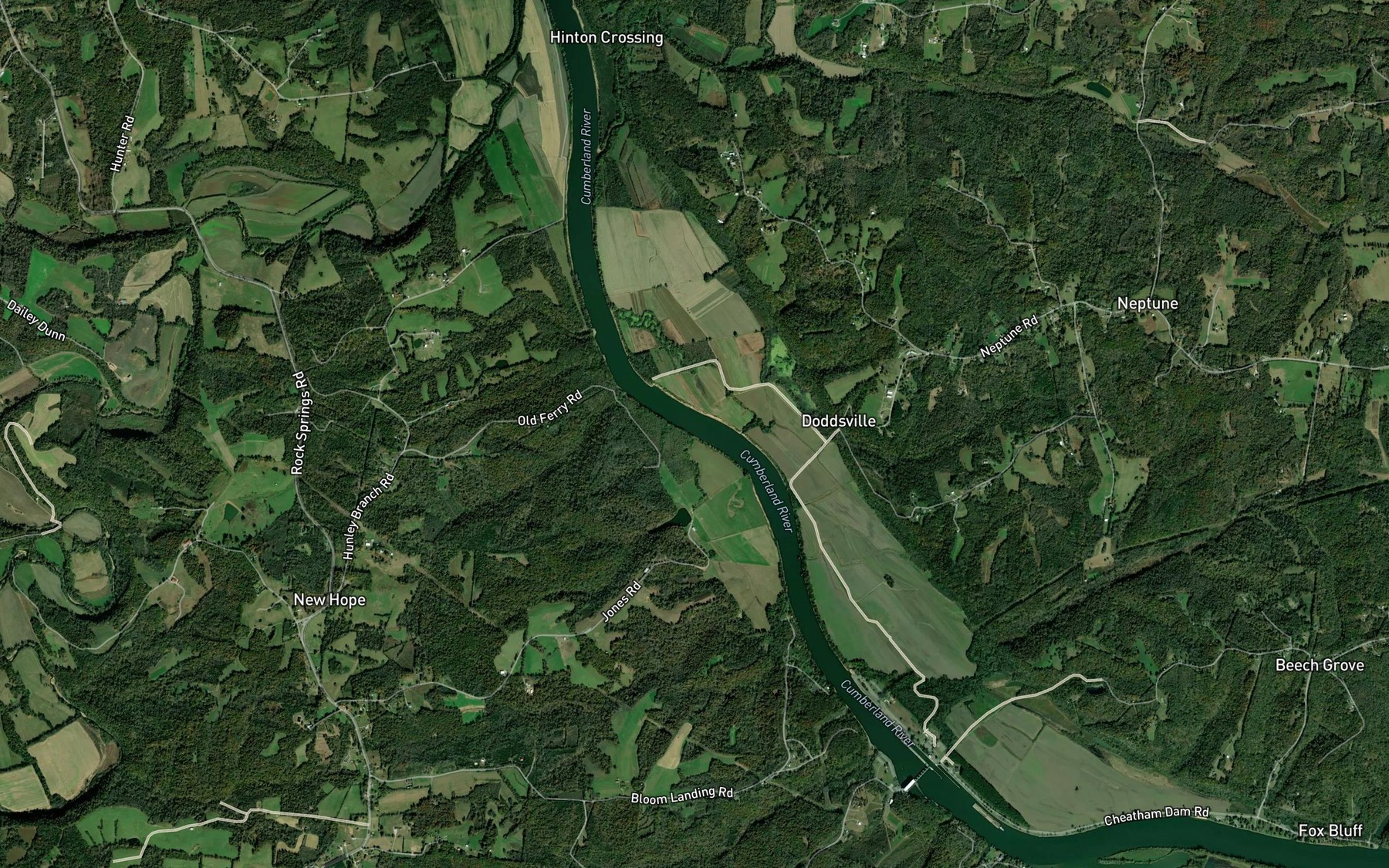 Satellite map of the Jones Branch