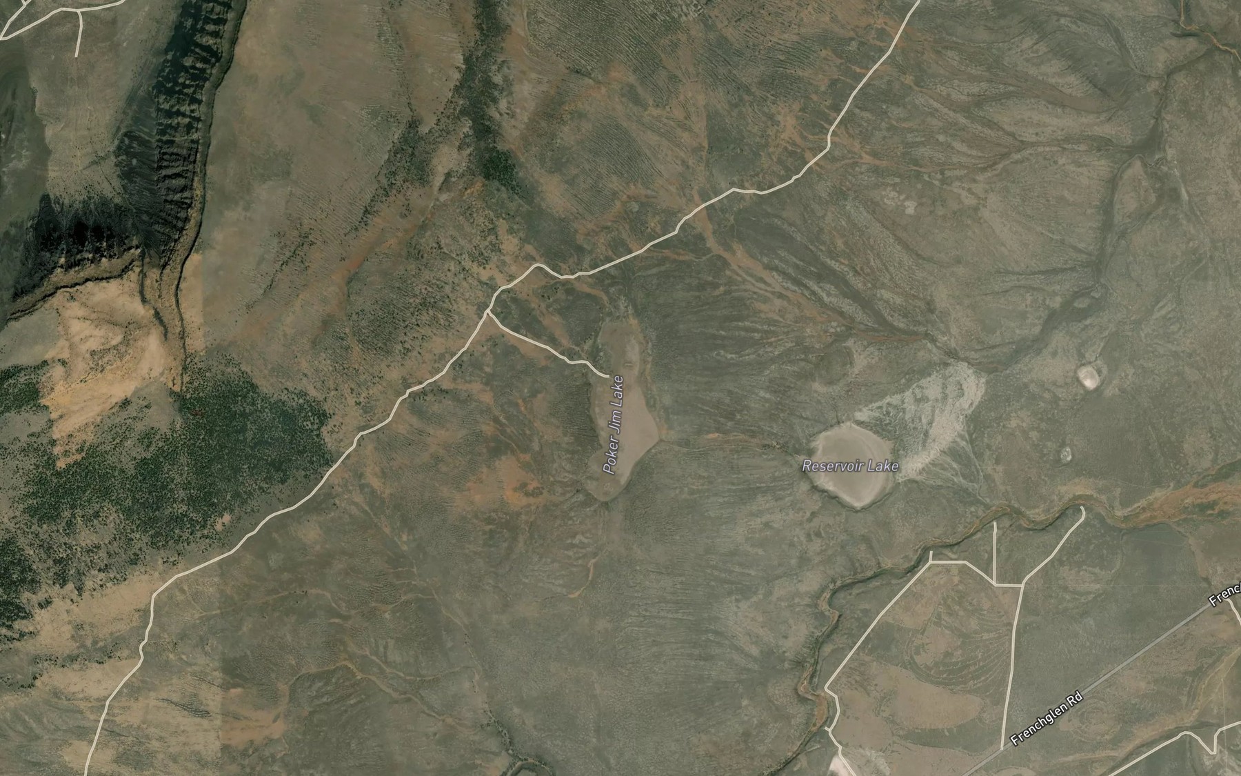 Satellite map of the Poker Jim Lake