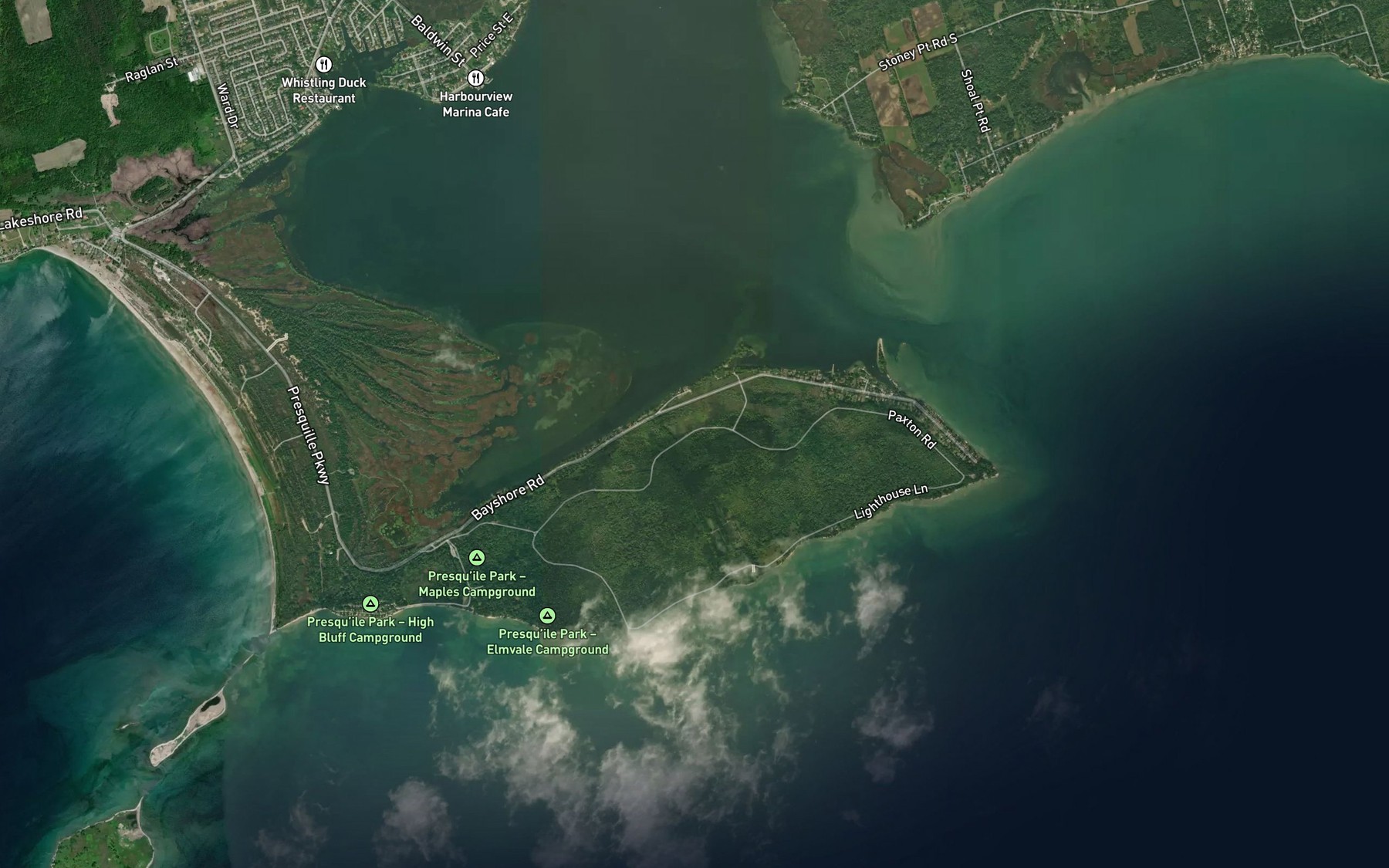 Satellite map of the Calf Pasture Cove