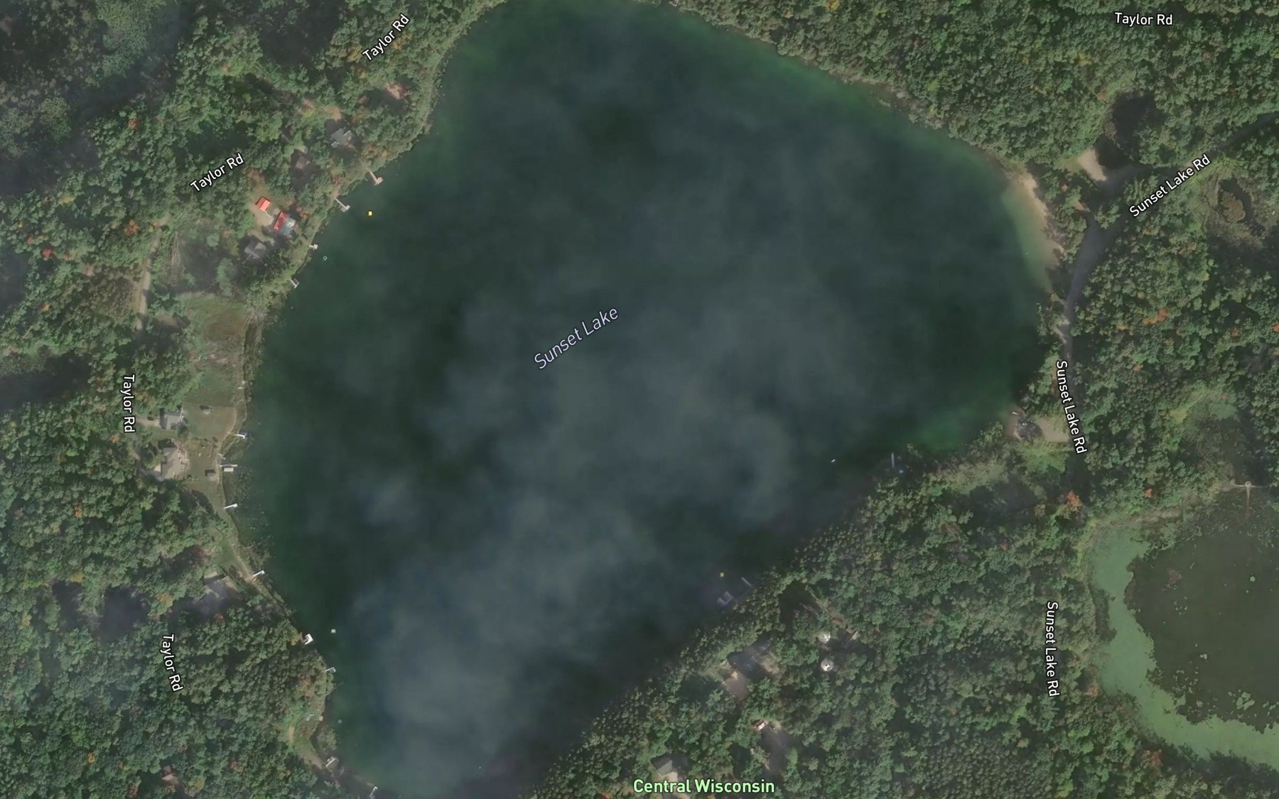 Satellite map of the Sunset Lake