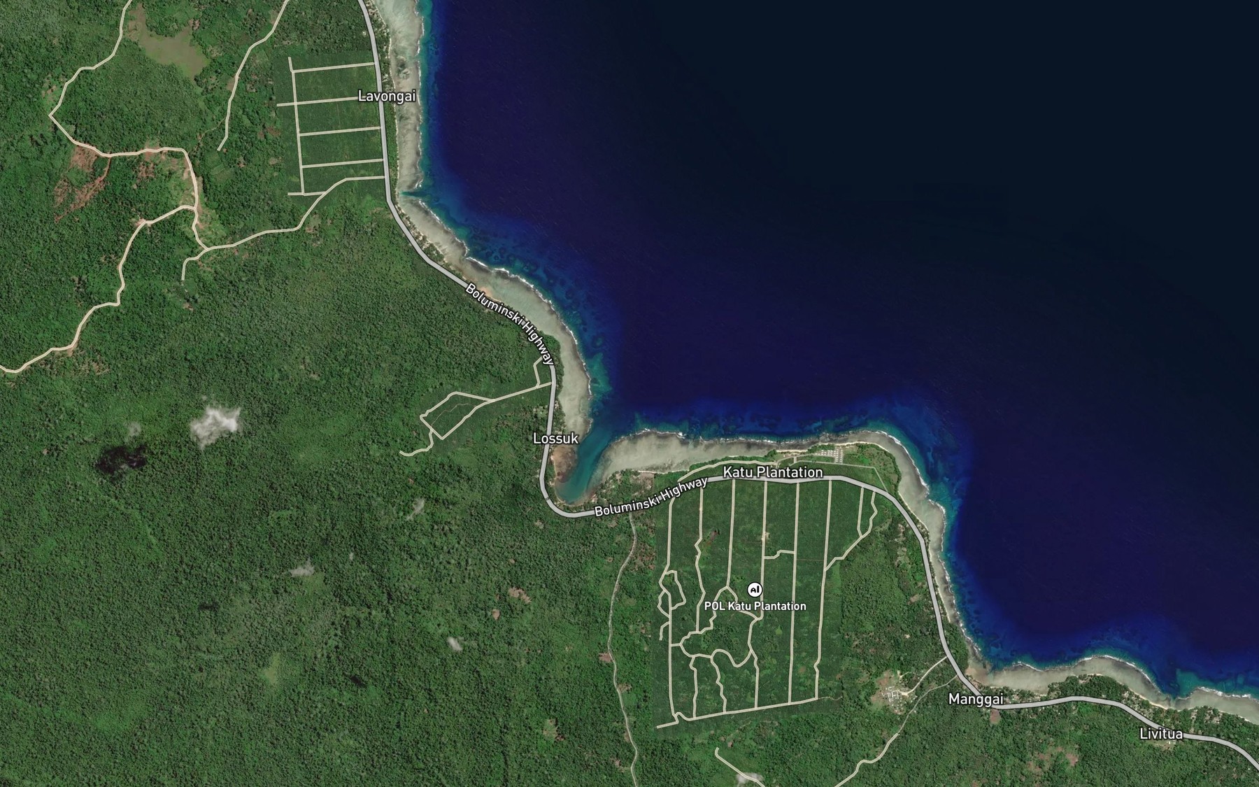 Satellite map of the Lossuk Bay