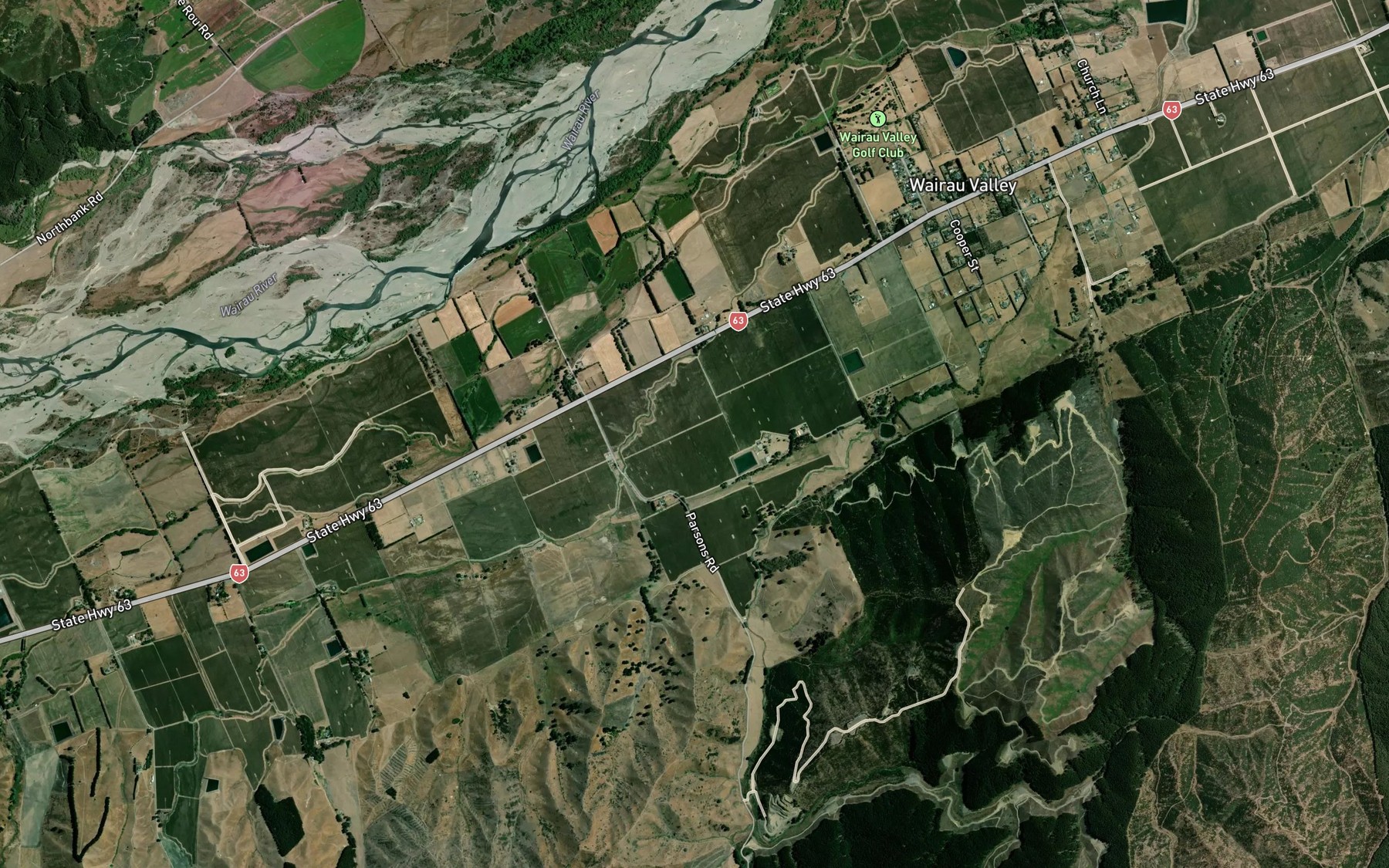Satellite map of the Hillersden Stream