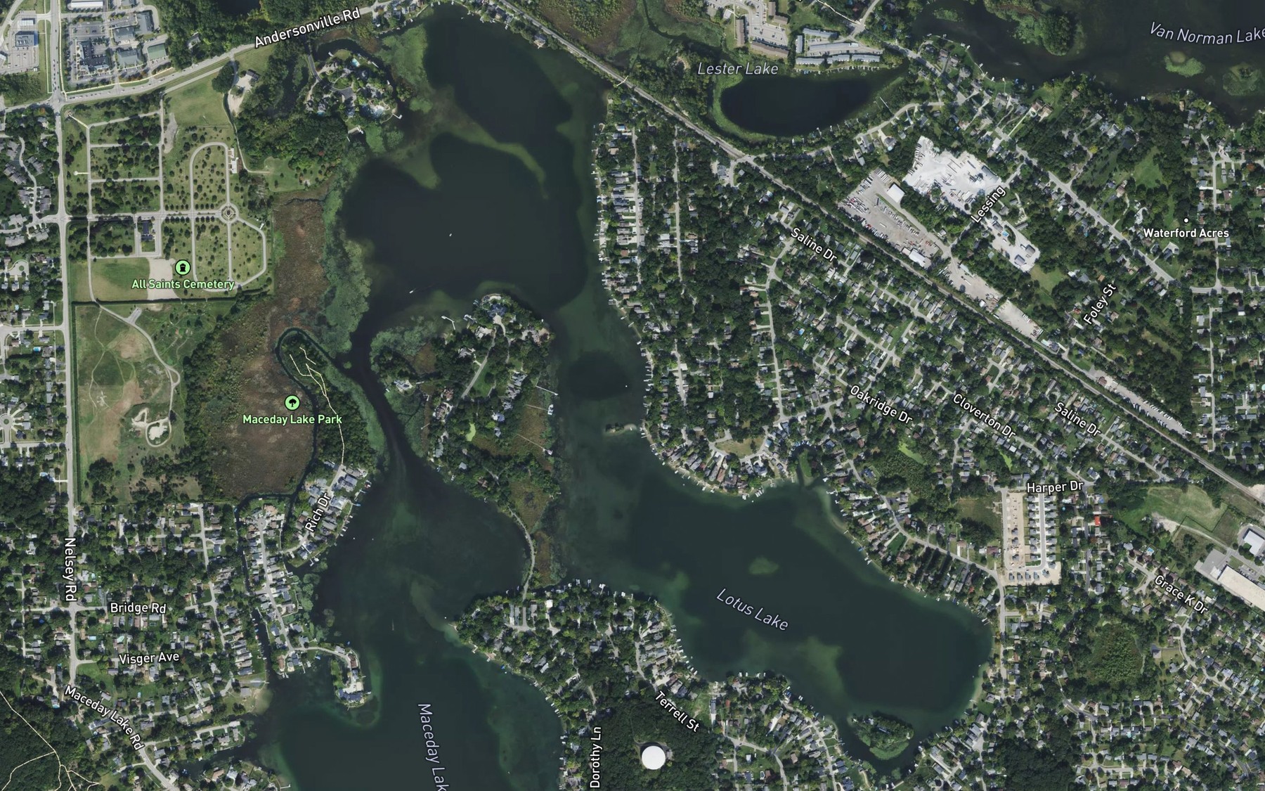 Satellite map of the Lotus Lake