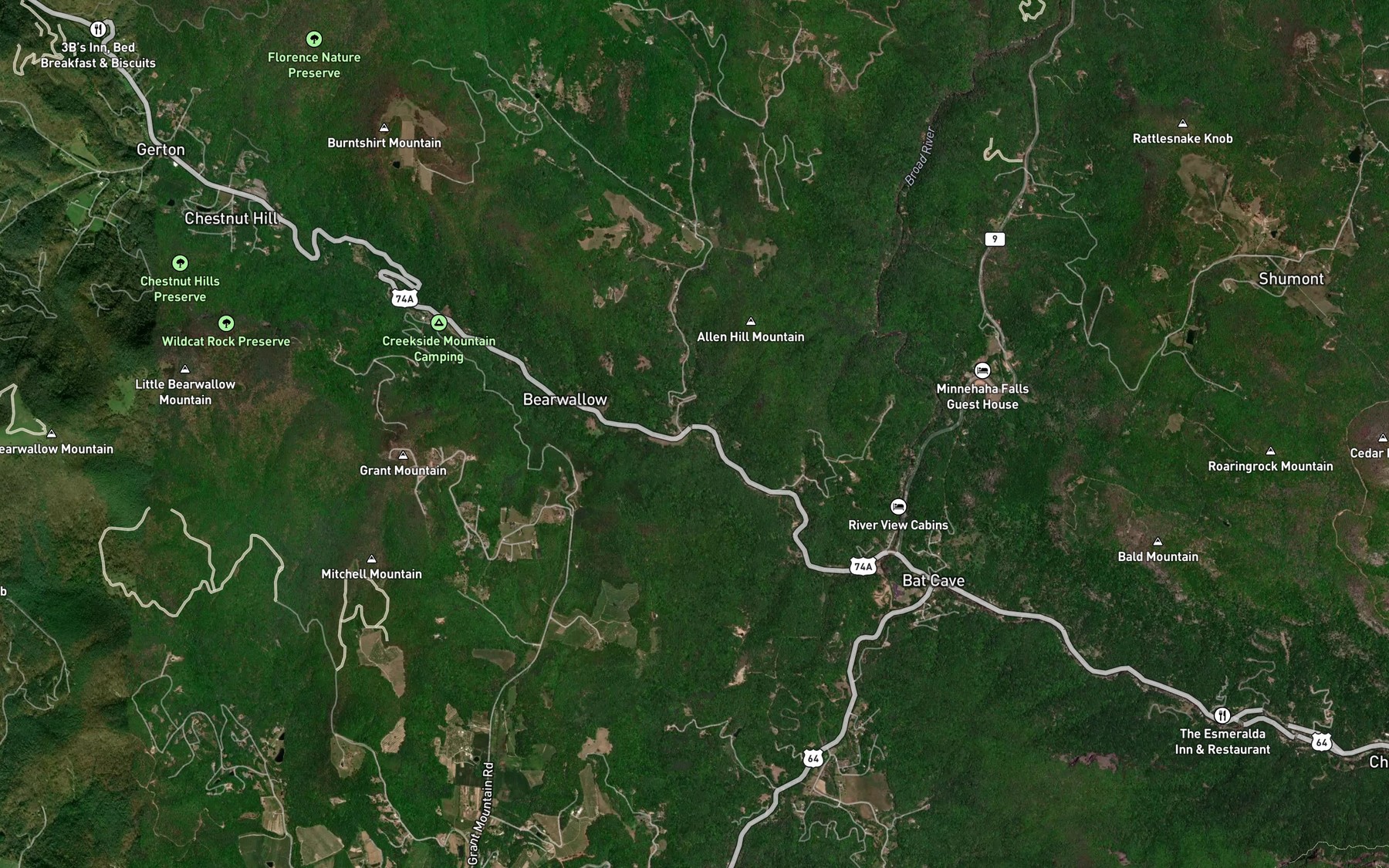 Satellite map of the Middle Fork Hickory Creek