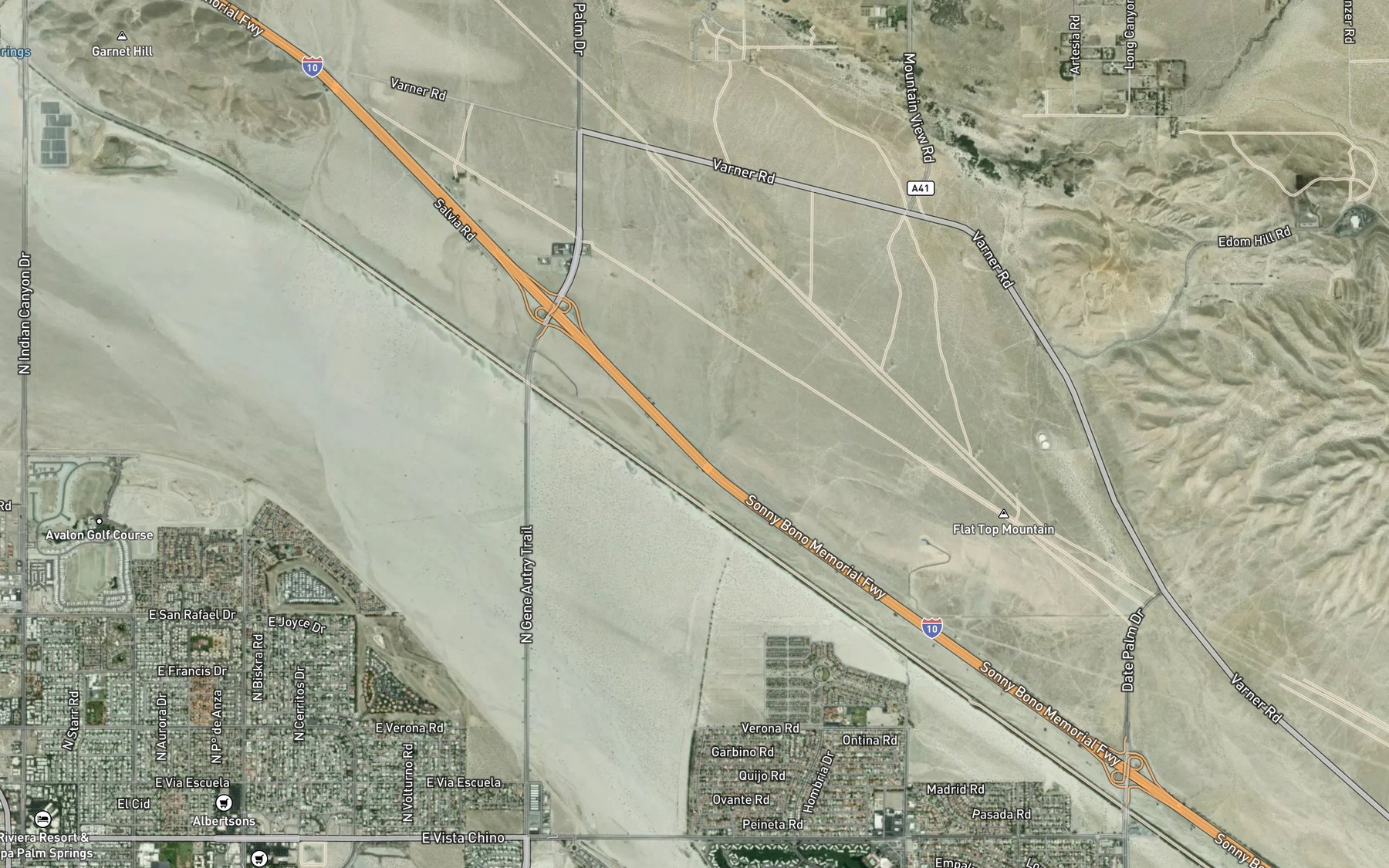 Satellite map of the Morongo Wash