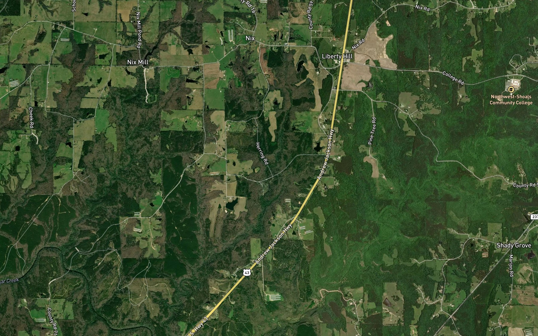 Satellite map of the Ivy Branch